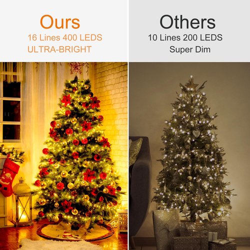 Christmas Tree Lights 400 LED Christmas Lights for Tree, 6.6FT x 16 String 8 Lighting Modes Fairy Tree Light with Timer Memory, IP65 Waterproof Christmas Decorations Indoor and Outdoor,Warm White