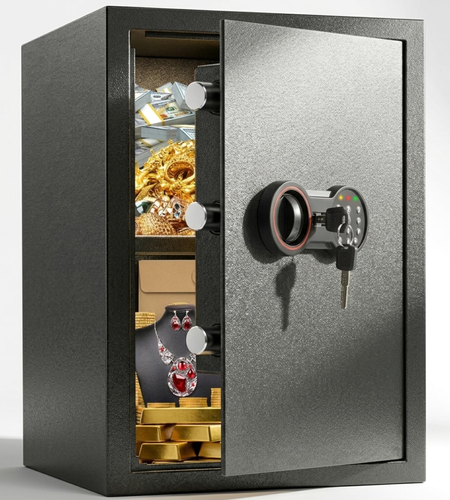 [19.7" Tall] Large Home Safe Box, Anti-theft Safes with Dual Alarm System, Digital Keypad and Spare Keys, Wall/Floor Mountable, Fire Proof Safe for Home Money Firearm Documents Medicines