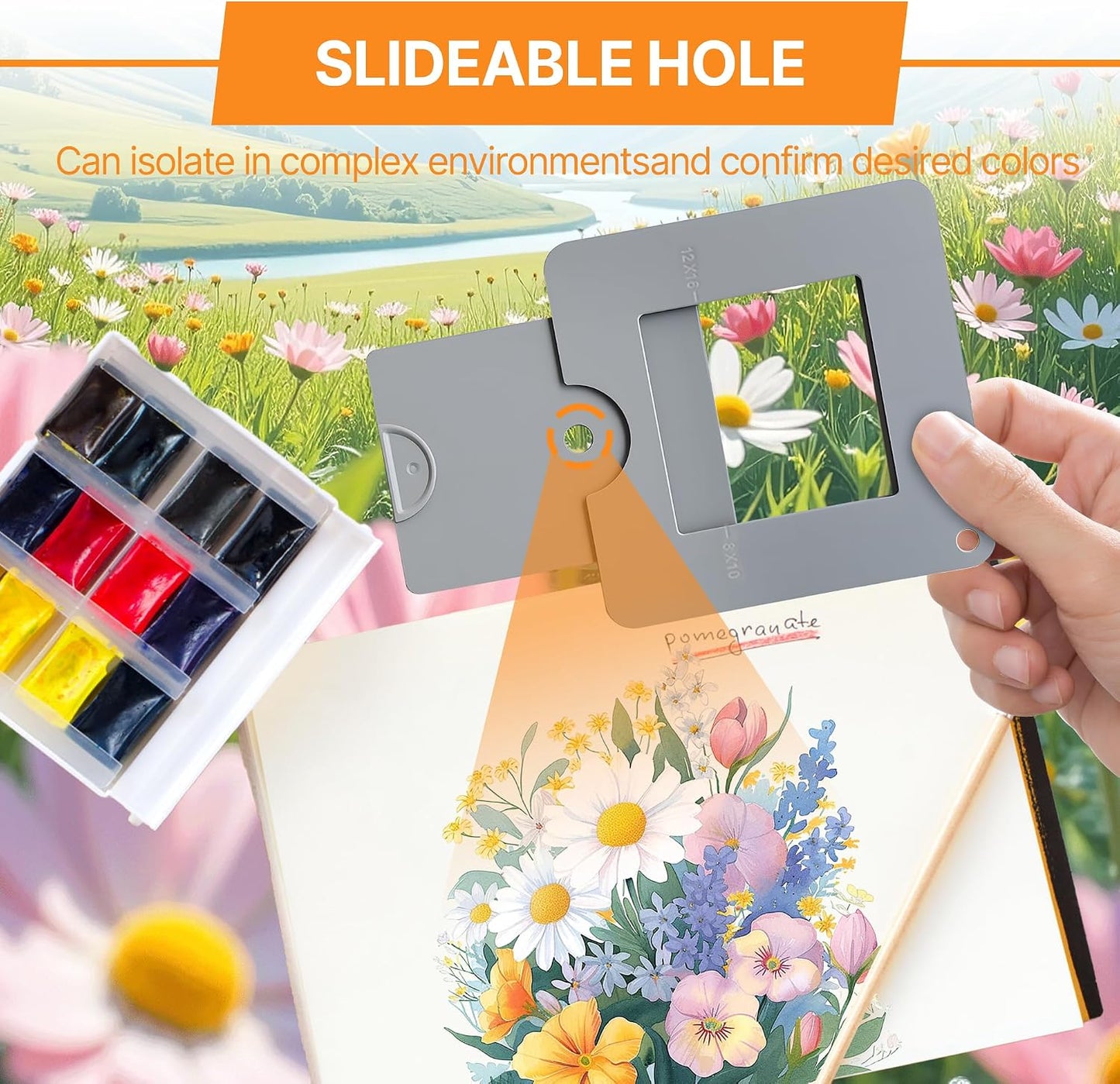 Ayxwkyfc 2 Pcs View Finder, Viewfinder for Artists, Sliding Viewfinder with Color Separation, Perfect for Painting