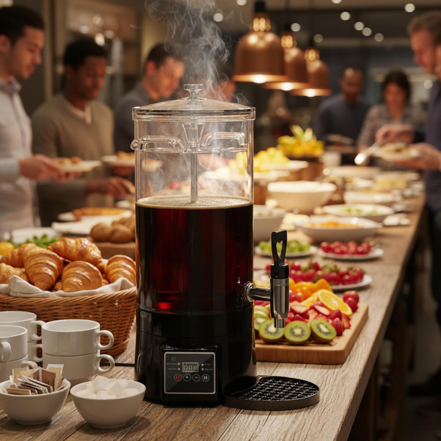 GKFF Commercial Coffee Urn Hot Beverage Dispenser Coffee Maker, Food-grade Plastic 26 L 170 Cups, Hot Chocolate Machine, Electric Percolator for Catering Hot Water for Hot Cocoa, Drink, Tea, Juice