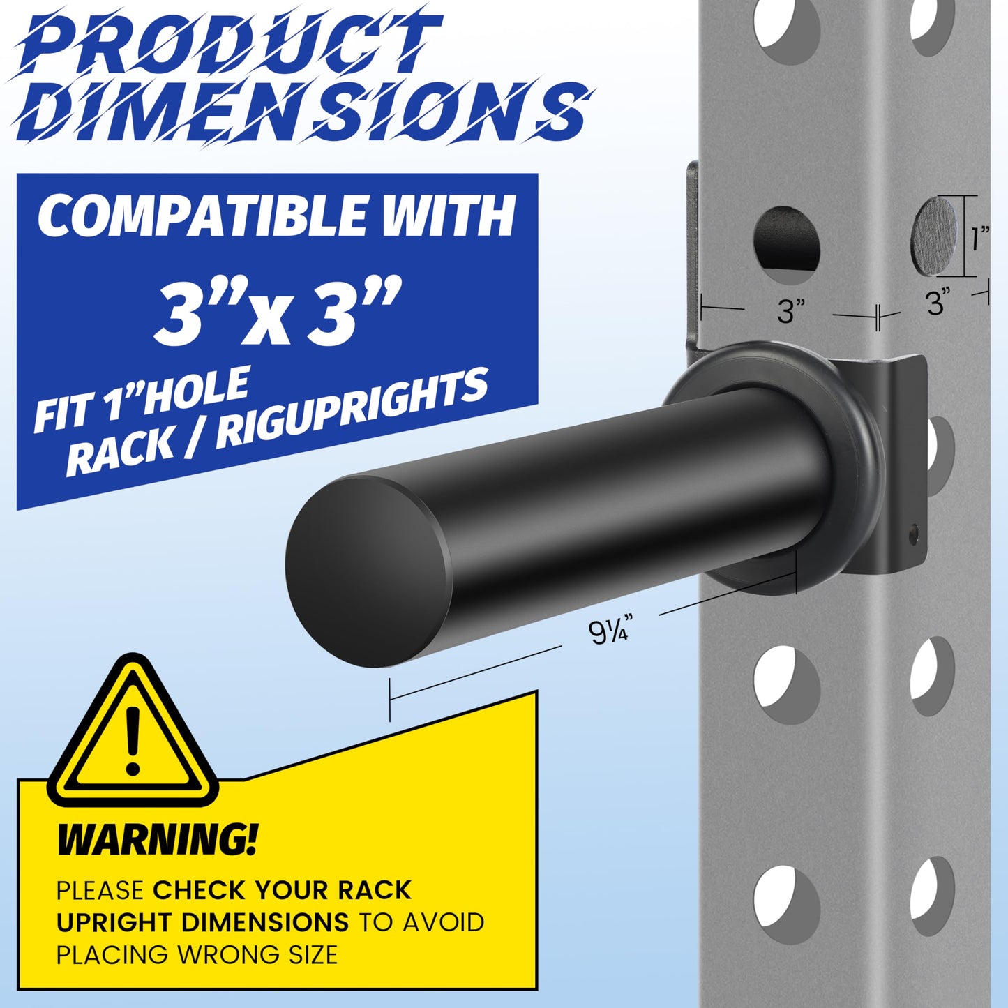 EVERYMATE Power Rack & Squat Rack Attachments Olympic Weight Plate Holder – Fits 3x3 Inch Tubes, 1" Hole – Bumper Plate Storage（4 pack）