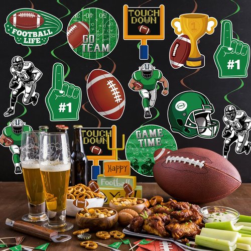 40Pcs Football Hanging Swirl Decorations, Football Party Ceiling Hanging Swirls Super Bowl Game Swirls Streamers for Sports Birthday Super Bowl Game Day Tailgate Party Decor Supplie