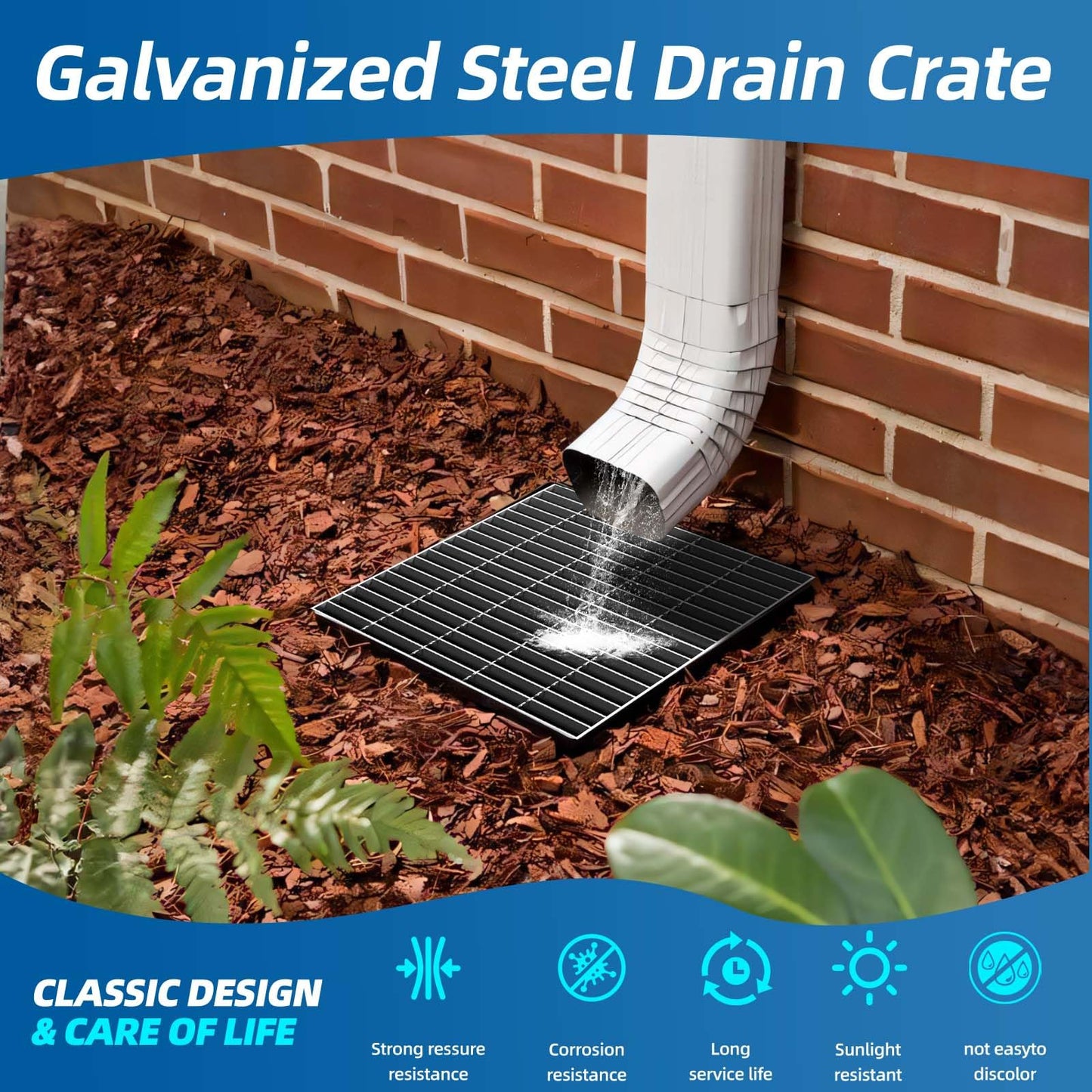 Outdoor Galvanized Steel Drain Grate, Heavy Duty Drain Cover,B125 Class Channel Grate,Rust-Proof Metal Sewer Grate,Silver Square Drainage Grate for Driveway,Garage,Yard (28 * 28in)