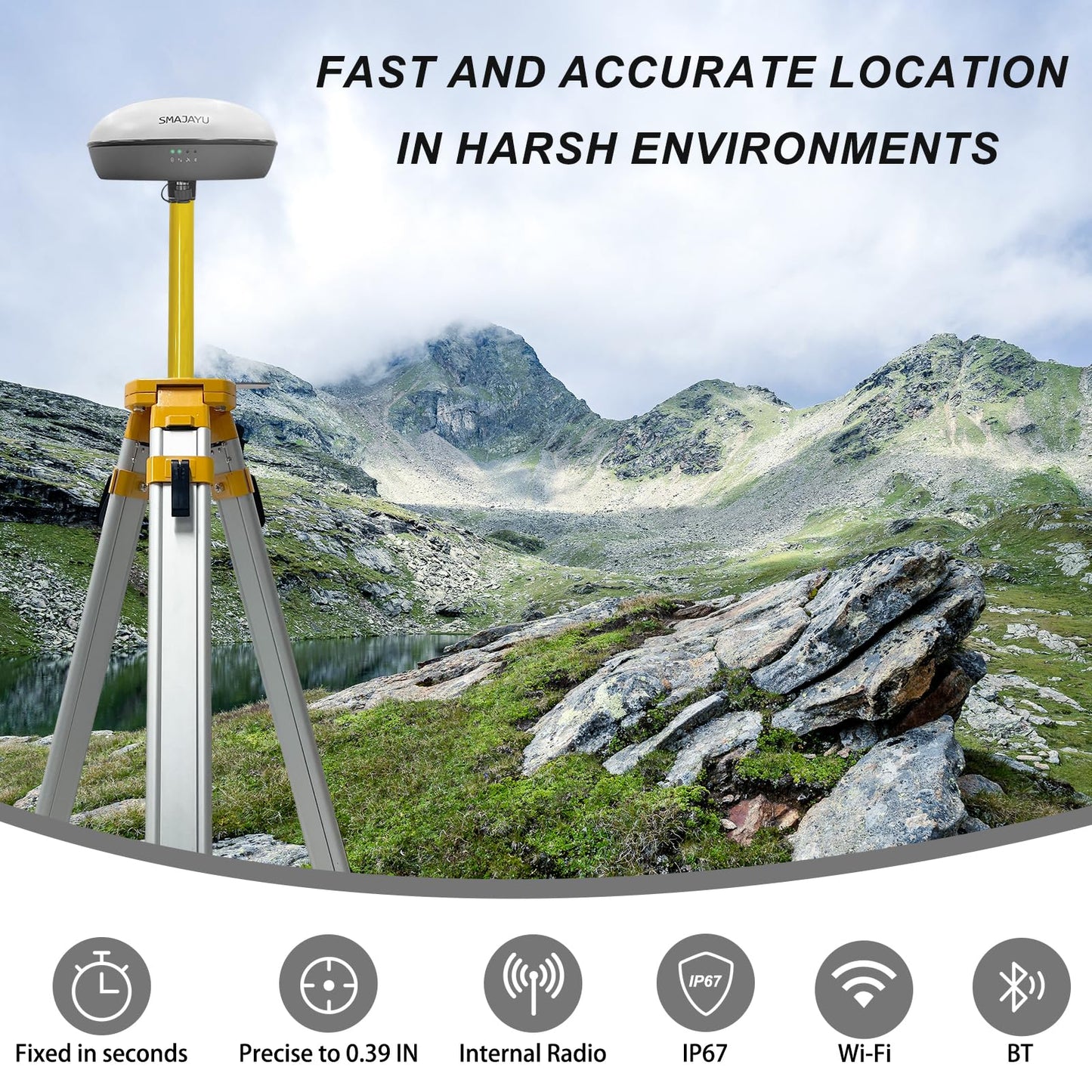 SMA20 Base 900MHz GNSS RTK GPS Surveying Equipment 1408 Channels, Work as Base Station for UAVs/Drones, Land Survey, Topographic Mapping, CORS/NTRIP Correction, Free Software, NOAA Certified