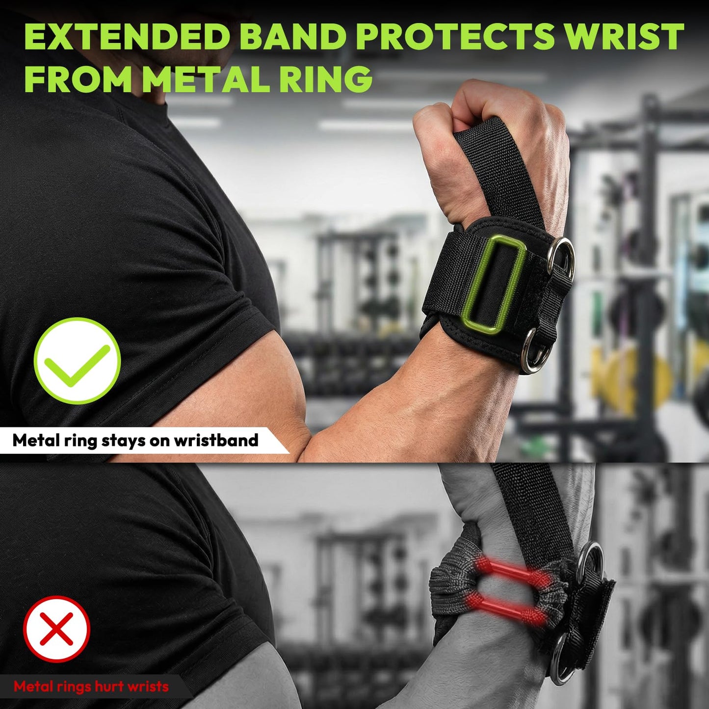 HANDBODE Lifting Wrist Straps for Weightlifting, Gym Wraps with Double D-Ring for Secure Grip, Deadlift, Pull Up, Bodybuilding, Cable Workout, Fit Men Women, Extra-Long Padded, Nylon