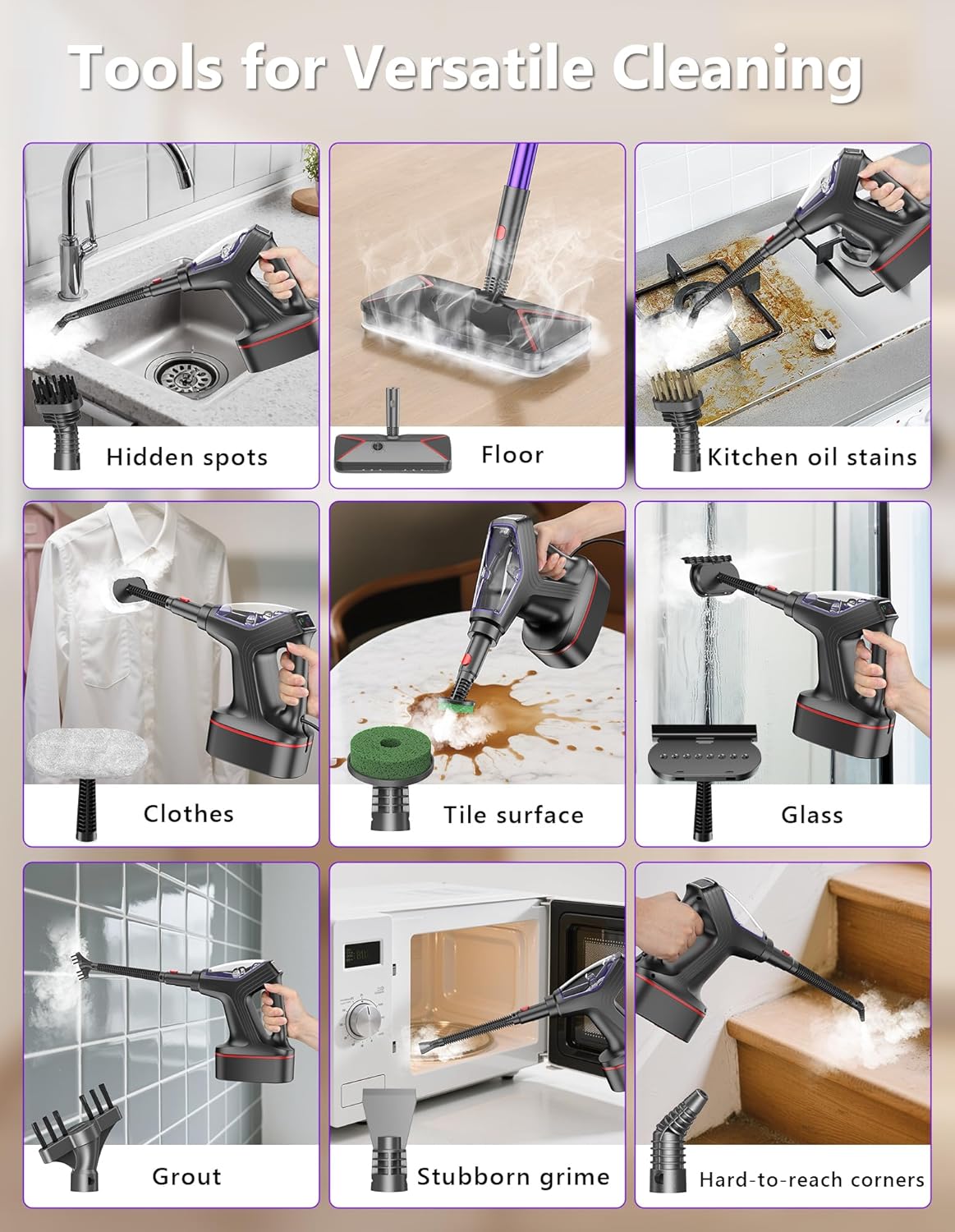 Skiennix Steam Mop - Heavy Duty All-in-One Cleaner with Detachable Handheld Steamer for Hardwood, Tile & More