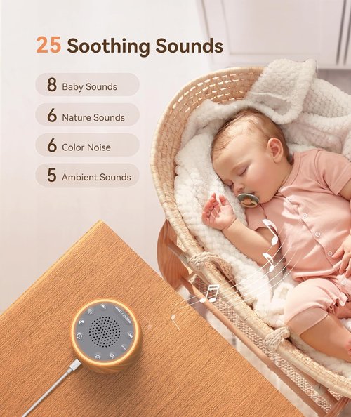 Dreamegg Baby Sound Machine - 25 Soothing Sounds & Dimmable Night Light | Perfect Baby Shower Gift