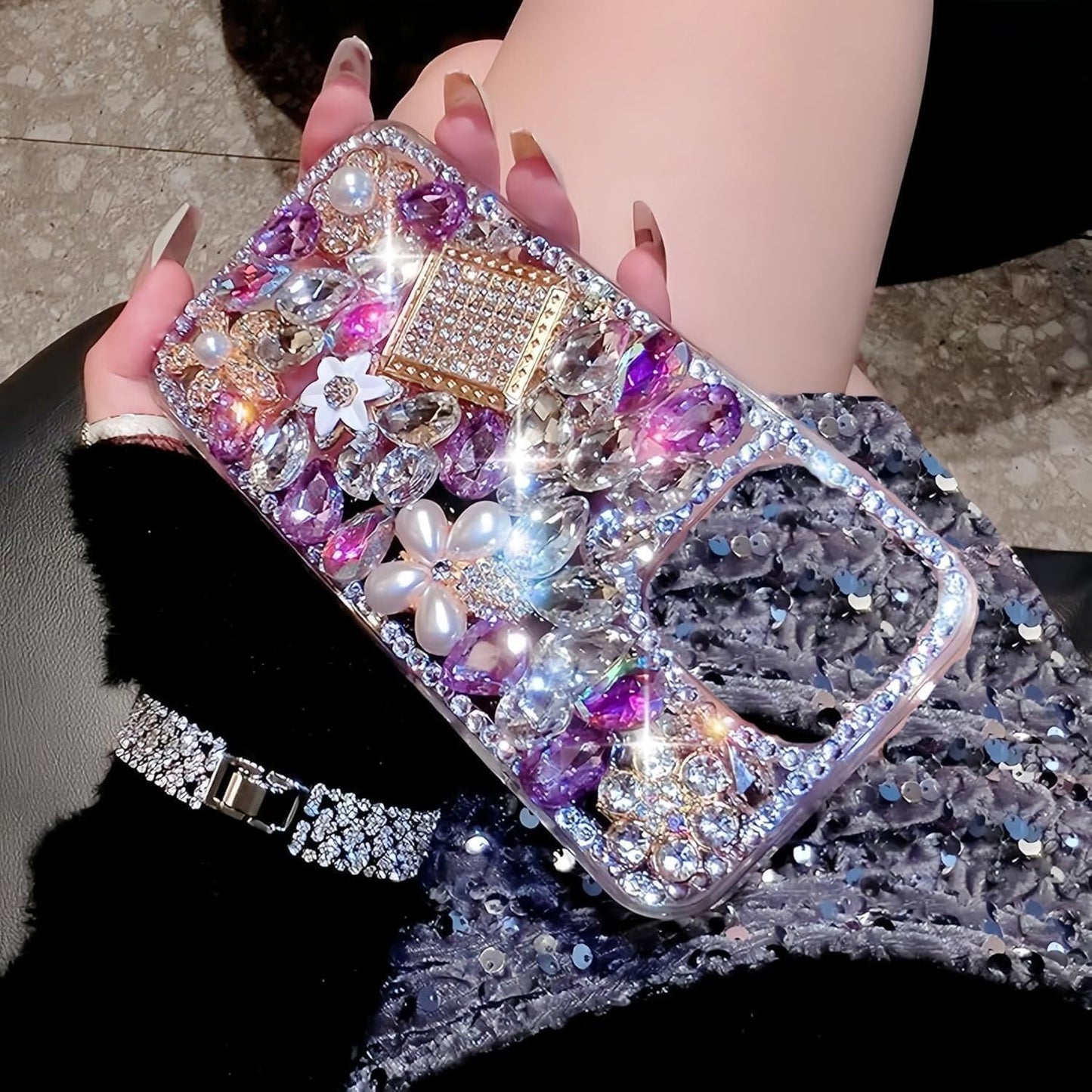 Bonitec 15 Compatible with iPhone Case Cute Bling Glitter Diamond - Luxury Designer Girly Aesthetic Rhinestone Cover