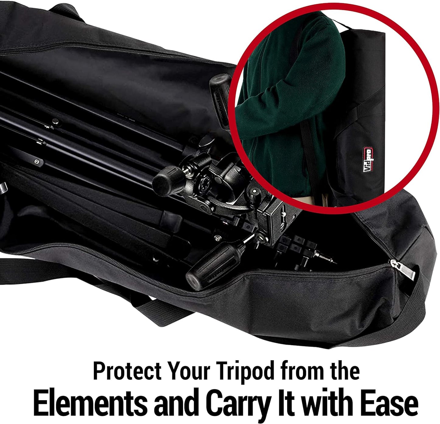 TC-45 45 Inches VidPro Tripod Carrying Case - Heavy Duty Nylon Bag with Shoulder Straps and Handles - Compact Case