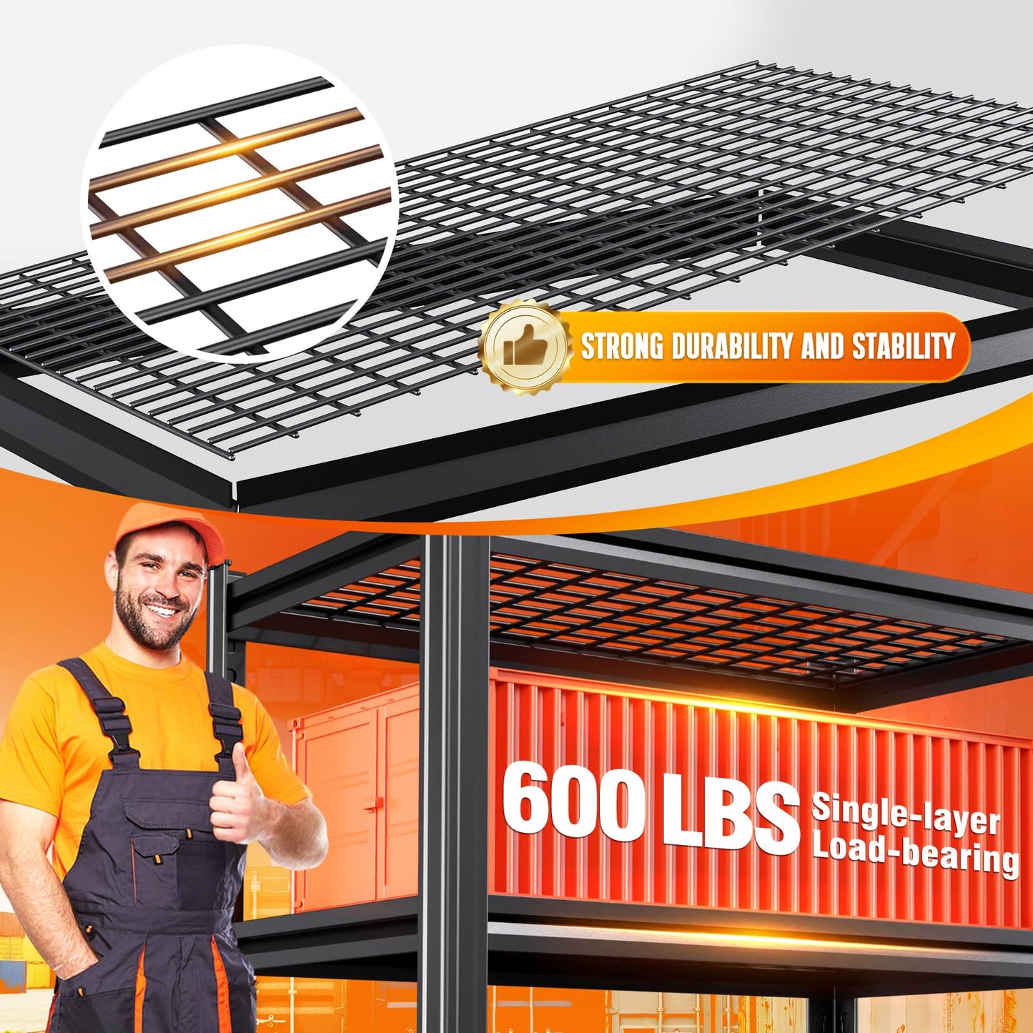 Storage Shelves, 2500lbs Garage Shelving,Adjustable Heavy Duty Shelving Unit,5T Tall Garage Shelves，Metal Standing Shelf Units,Utility Rack For Kitchen Warehouse Industrial Basement 71.2*35.4*15.7