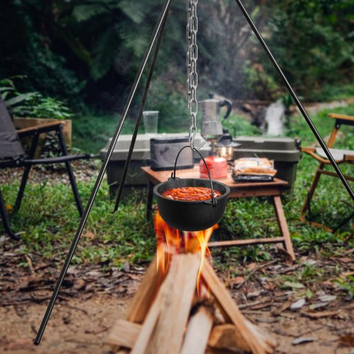 Campfire Tripod, 50" Dutch Oven Tripod with Carry Case, Heavy Duty Camp Fire Cooking Equipment for Camp Chef Outdoor Camping, Cooking Lantern Tripod Hanger with Storage Bag