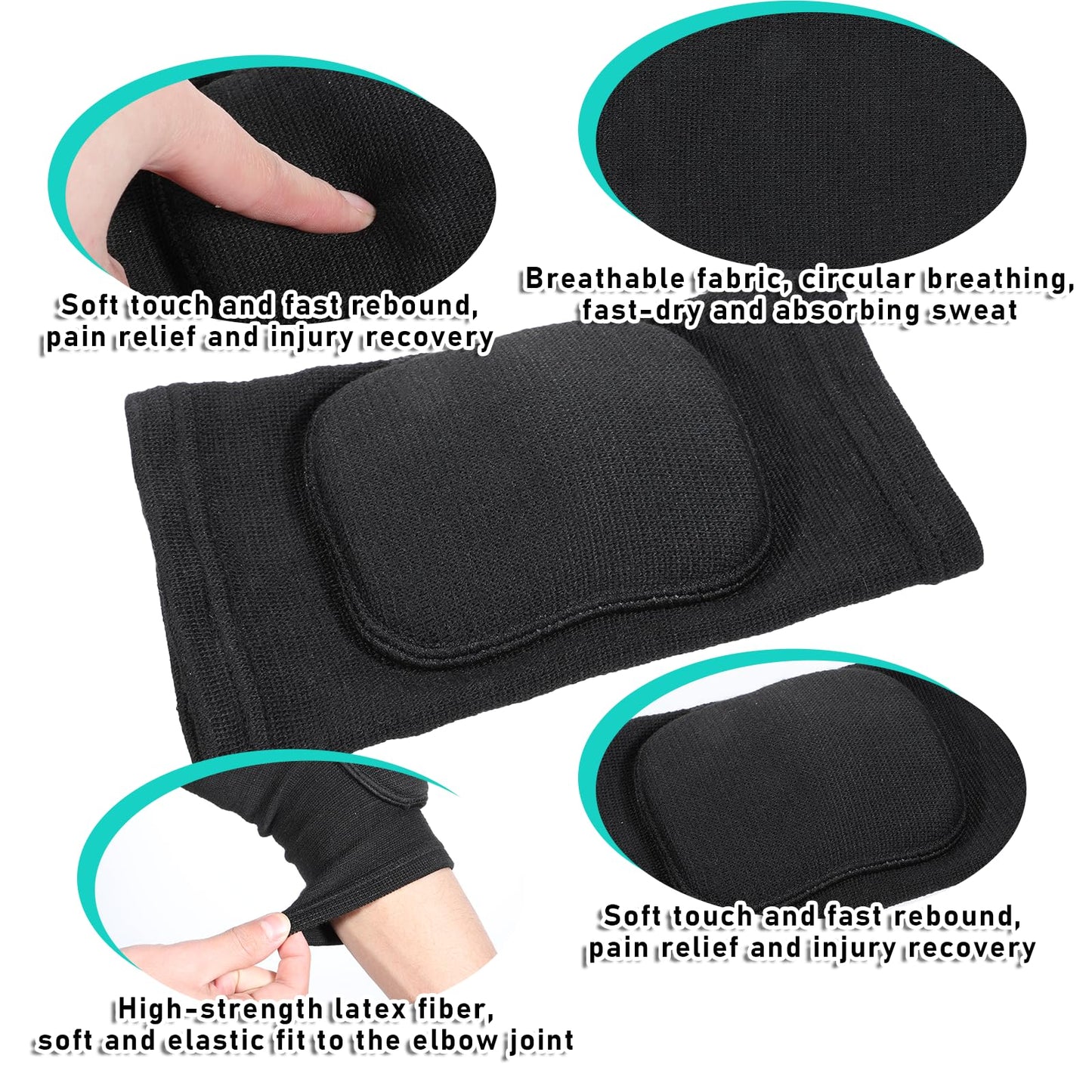 cobee 1 Pair Volleyball Elbow Pads, Arm Brace Ventilate Sport Elbow Protector Strap, Black Elbow Pads Arm Pads With Padded Soft Support Cushion for Men And Women