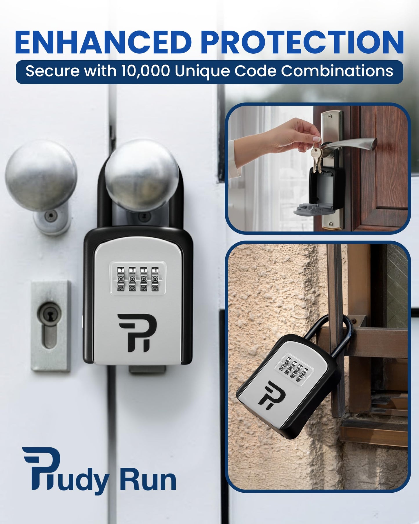 Rudy Run Key Lock Box for Outside – Small Outdoor Lockbox for Keys with Code, 4-Digit Combination Hidden Safe to Hide a Key Outside, Portable Safe Key Storage, 5.78 in, 1 Pack