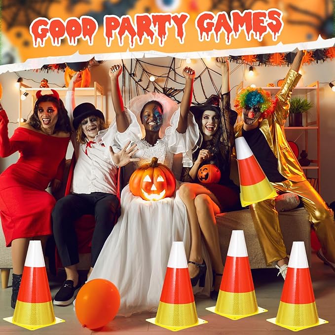 Candy Corn Ring Toss Game Plastic Cones 9 Inch Training Traffic Cones Sport Training Agility Field Marker for Youth Soccer Skating Practice