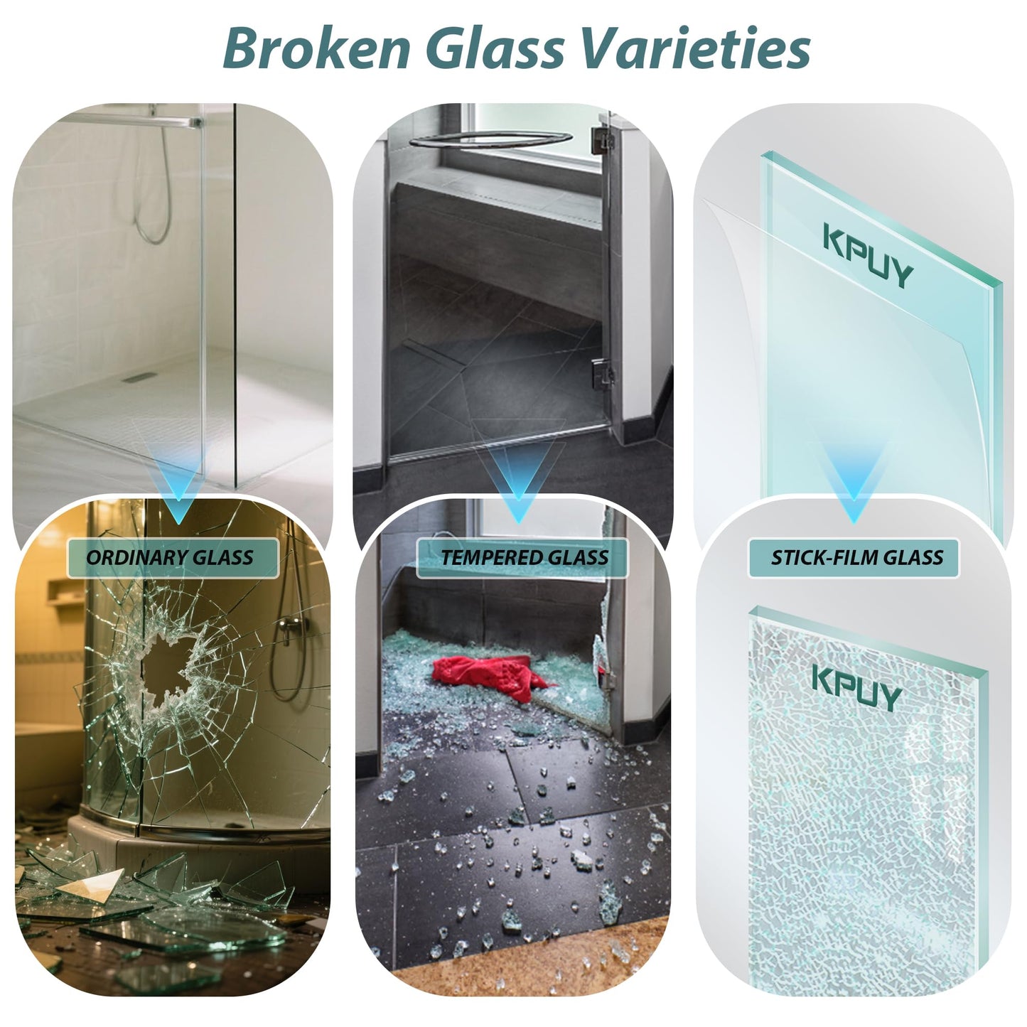 KPUY Frameless Shower Door, 43-48" W x 76" H Double Sliding Glass Shower Door, 1/4" (6mm) Thick Tempered Clear Glass with Explosion-Proof Film Nano Coating, Brushed Nickel