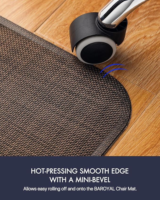 BARoyal Office Chair Mat for Hardwood Floor Under Desk Computer Rolling Chair Mat for Wood/Tile Floor Non-Slip Heavy Duty Desk Rug PVC Plastic Hard Floor Protector 36" x 48"(Coffee)