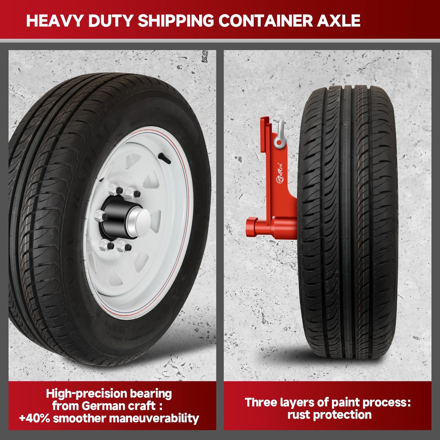 2Pack Shipping Container Wheels 6-Lug Wheels kit|Shipping Container Axles with Ratchet Tie Down-Moves 20ft.-40ft. Shipping Container |Shipping Container Accessories