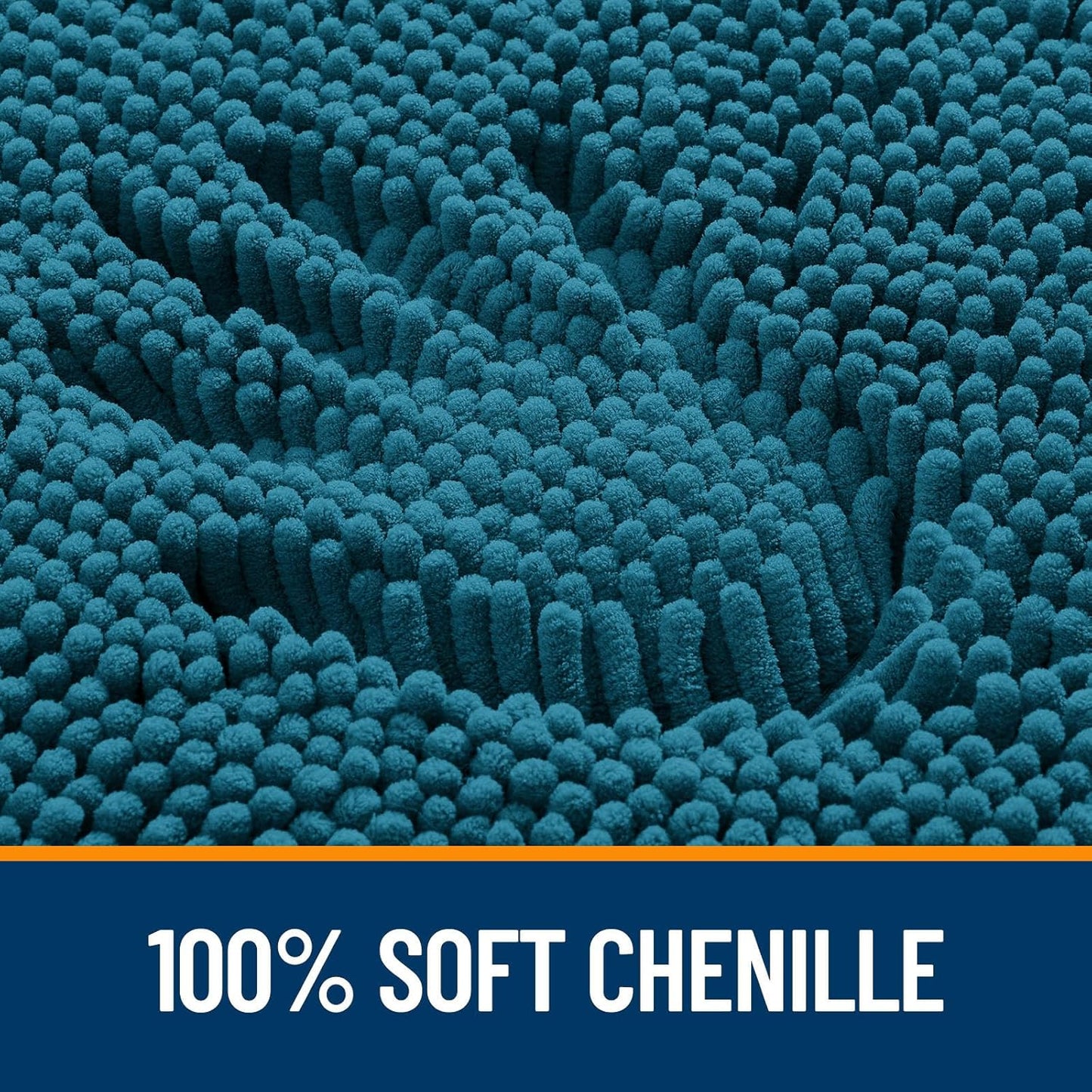OLANLY Bathroom Runner Rugs - Soft Absorbent Chenille Bath Mats | Quick Dry, Machine Washable, 47x17 in Peacock Blue