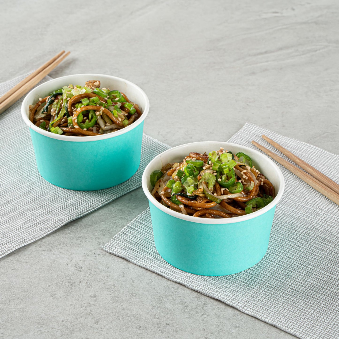 Restaurantware Coppetta 8 Ounce Dessert Cups, 200 Disposable Ice Cream Cups - Lids Sold Separately, Sturdy, Turquoise Paper FroYo Bowls, Striped, For Hot And Cold Foods, Perfect For Gelato