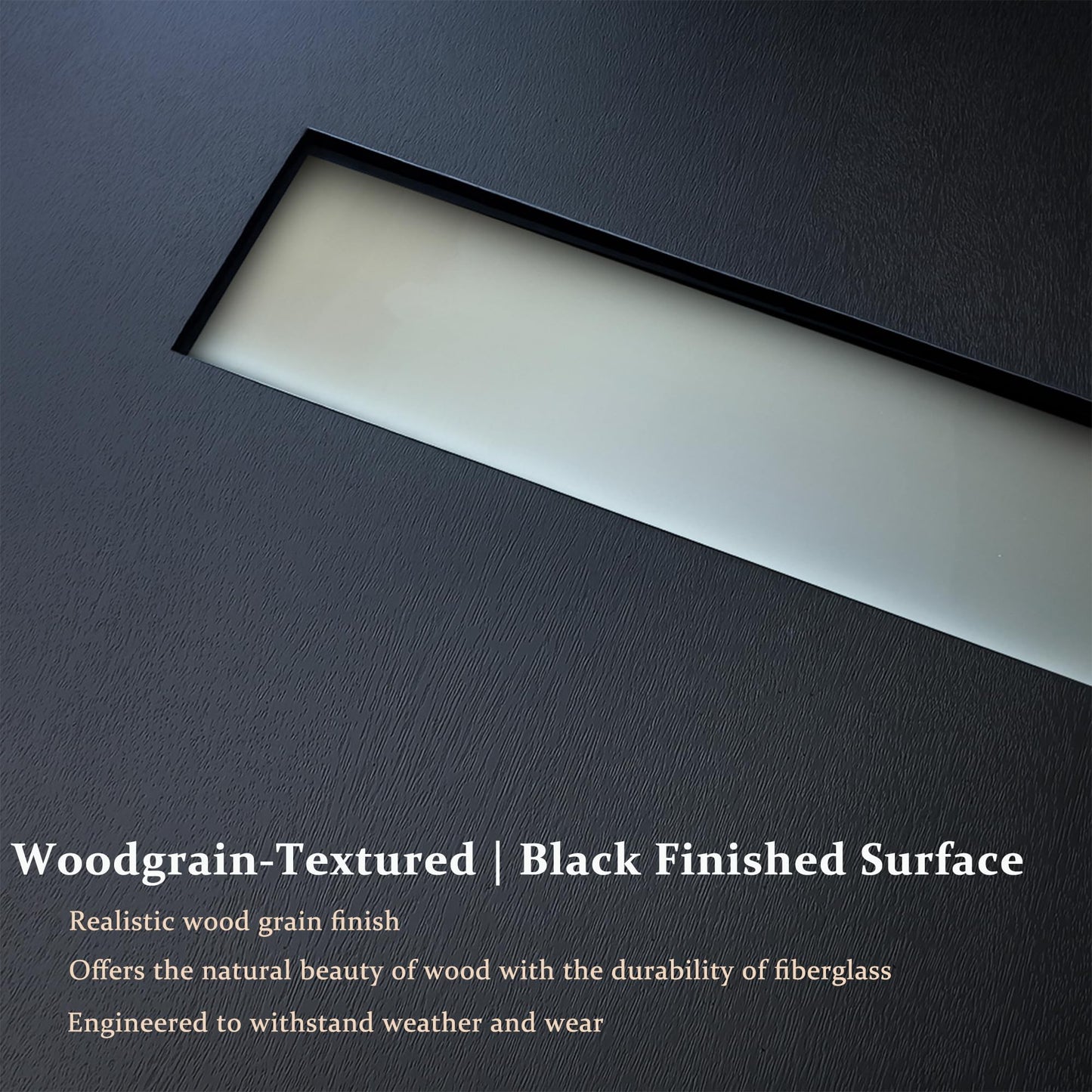 Fiberglass Entry Door 36x80'', French Exterior Door Right Hand Inswing Black Finished Frosted Glass Knock-Down Door, Vinyl Frame and Brickmould Included
