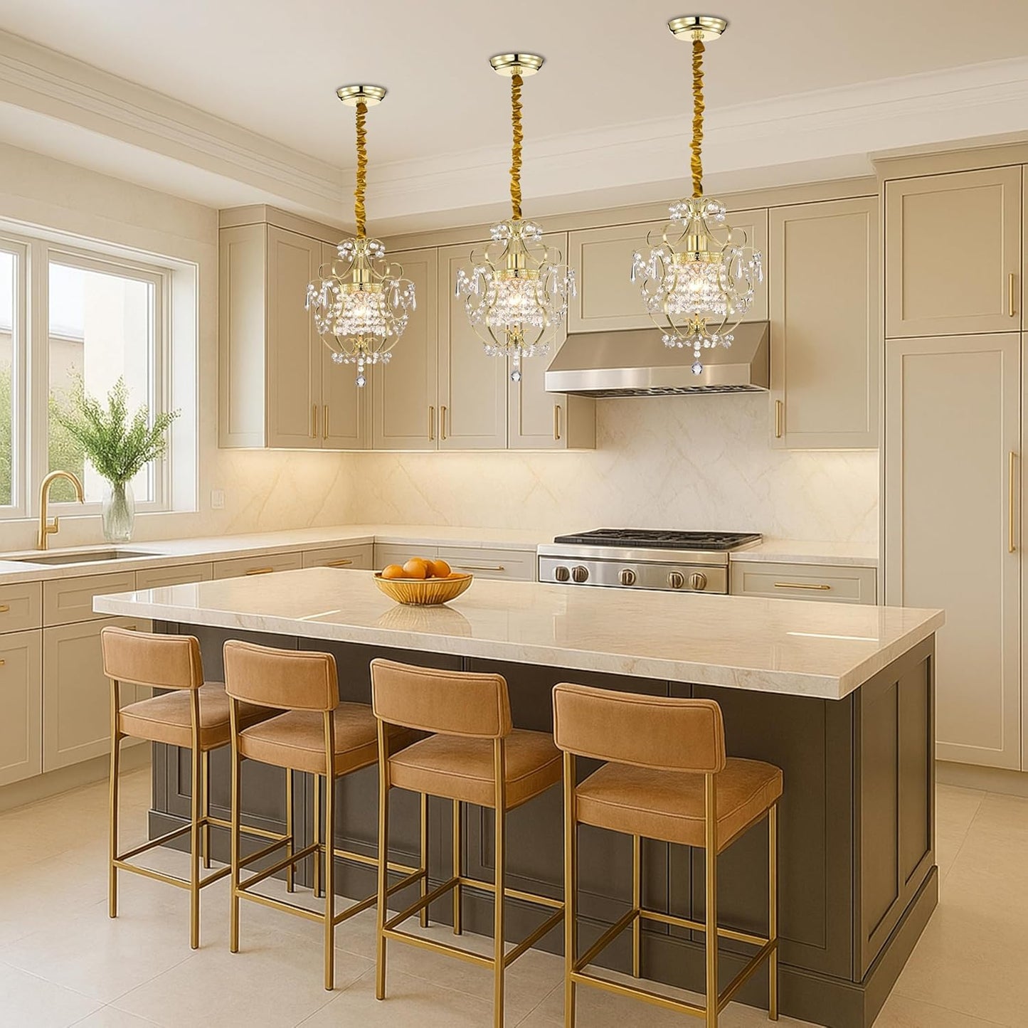 Antique House 2 Pack 70.8 inches Chandelier Chain Covers Gold Cable Covers Brushed Polyester Fabric Chain Sleeve