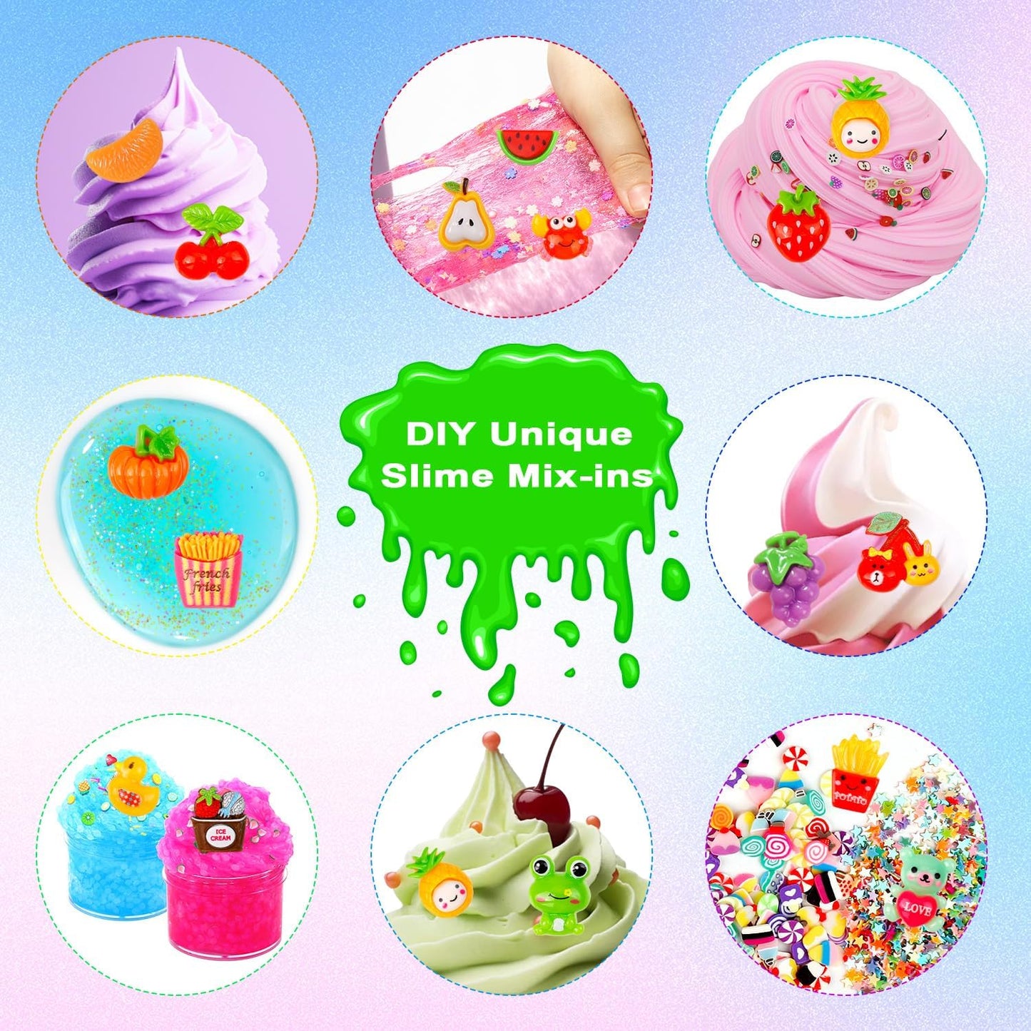 Skiennix Slime Making Supplies Kit - 175 Pack with Charms & Foam Balls for Creative Fun