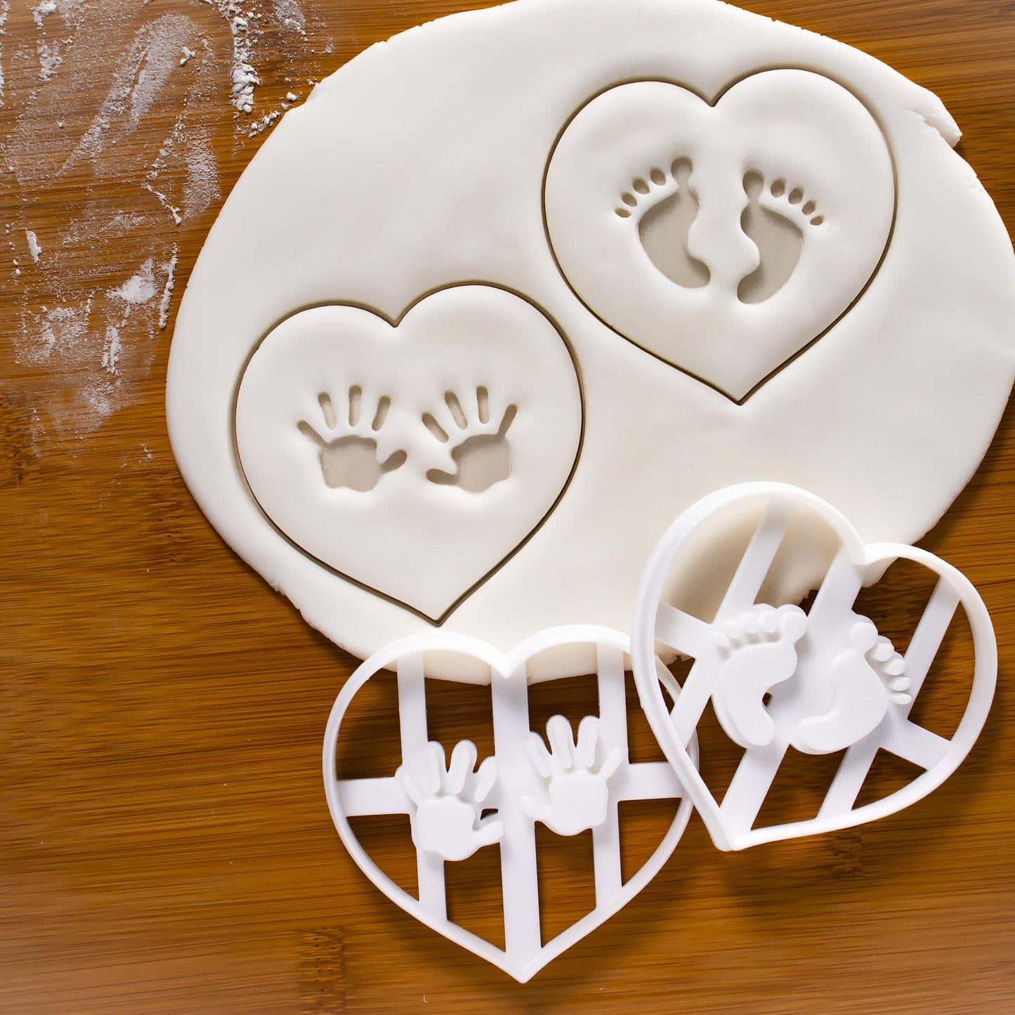 Set of 2 Baby Prints cookie cutters (Designs: Hand Prints and Footprints), 2 pieces - Bakerlogy