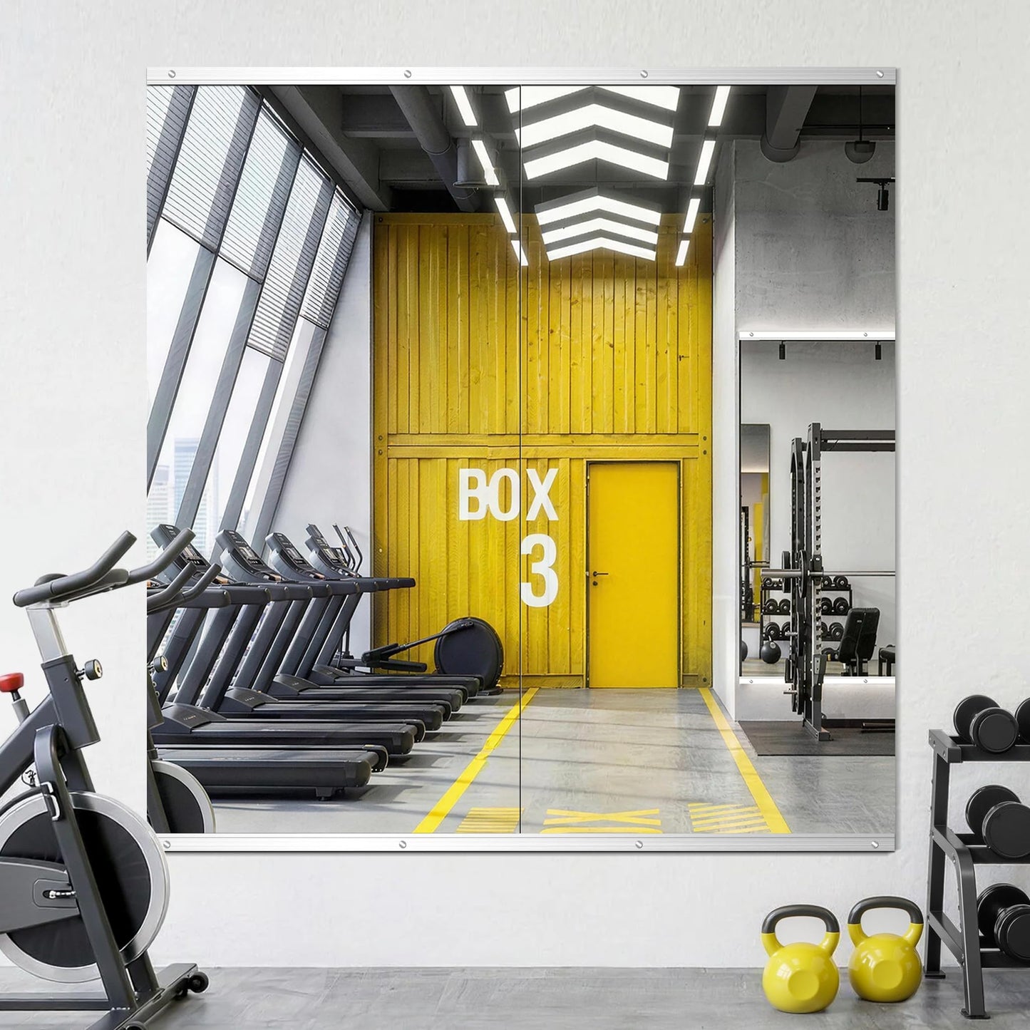 LAWADA Home Gym Mirror for Wall, 50"x25"-2 PCS Full Length Workout Mirrors, Tempered Glass, HD Reflection, Large Frameless Body Mirror for Home Gym, Garage, Yoga, Dance, Bedroom(Silver)