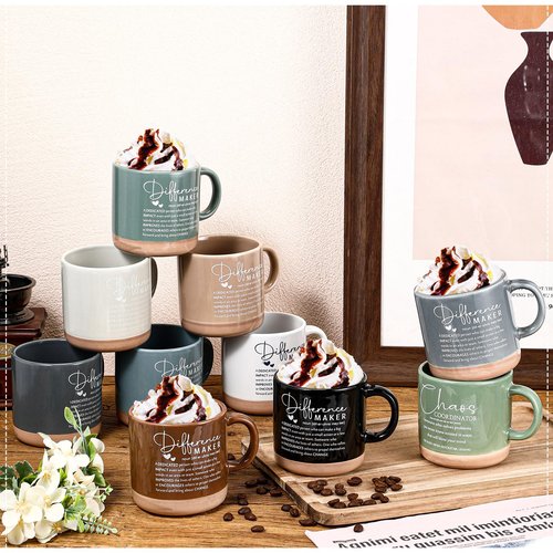 Didaey 10 Pcs Difference Maker Appreciation Gifts Bulk Inspirational Ceramic Coffee Mugs 13 oz Thank You Mug Admin Professionals Day Gifts for Volunteer Nurse Teacher Assistant Boss Leader, 10 Colors