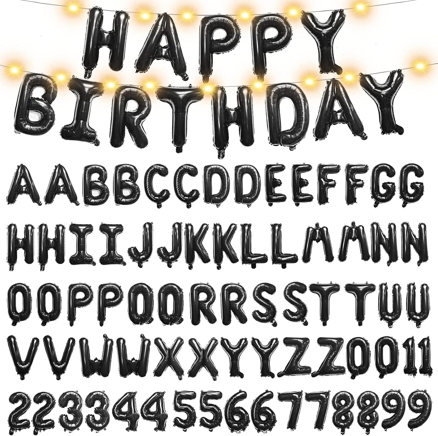 Skiennix 16" Foil Personalized Name Balloons - Custom Mylar Letters & Numbers for Birthdays, Graduations, Weddings | 85 PCS, Black
