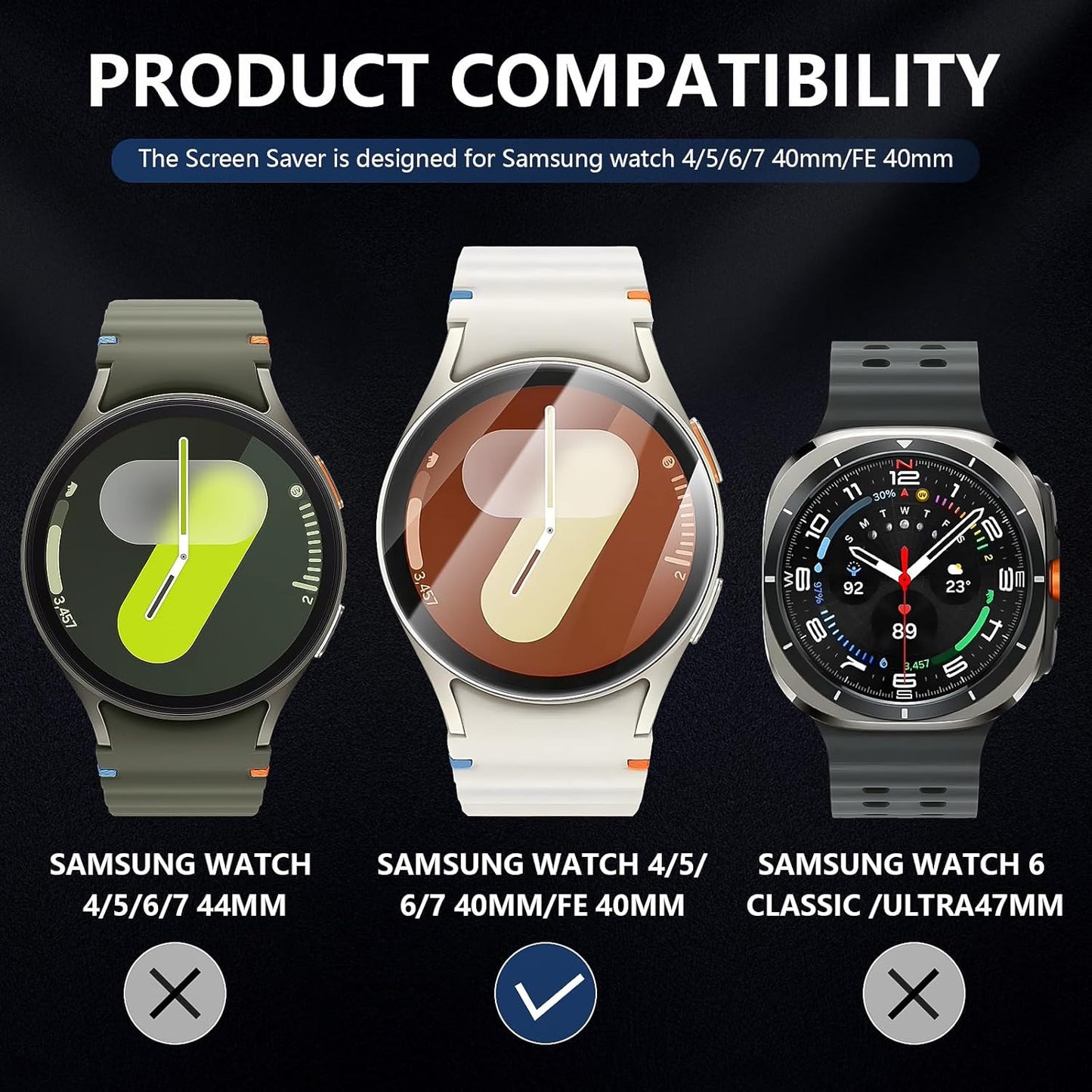 4-Pack 7/6/5/4 40mm, 40 mm Suoman Screen Protector for Samsung Galaxy Watch Tempered Glass Protectors Perfectly Fit