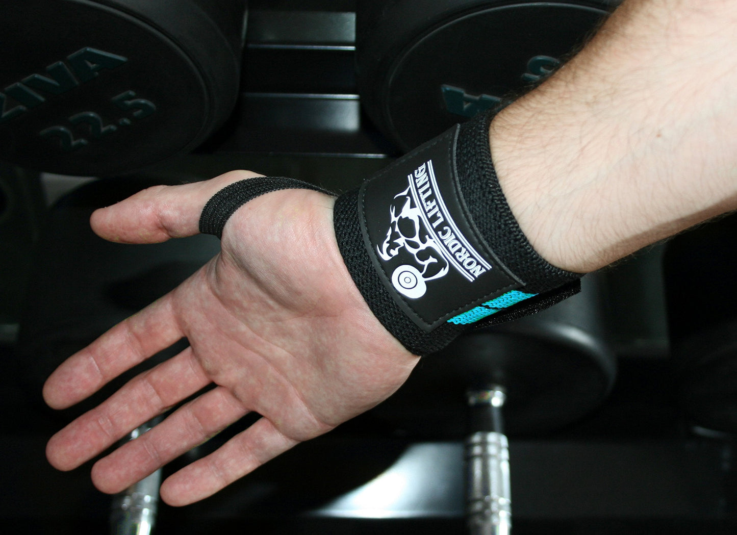 Nordic Lifting Wrist Wraps (2 Pairs) – Adjustable Wrist Wraps with Thumb Loop for Weightlifting, CrossFit & Powerlifting – Gym Essentials Support for Men & Women, Aqua Blue/Aqua Green