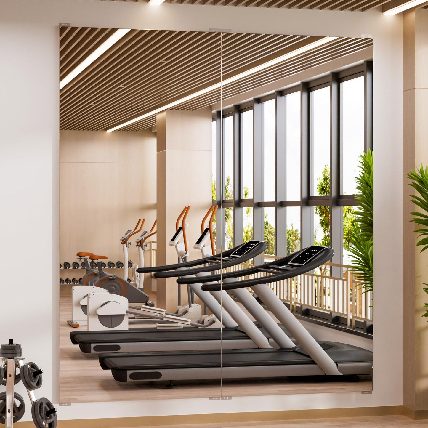brisafe 71" x 64" (2PCS 71" X 32") Gym Mirror - Full Length Wall Mirror for Gyms, Dance Studio, Home, Yoga - Ultra Lightweight Shatterproof Glassless Nanomiorror Reduces 60% Commercial Insurance Costs