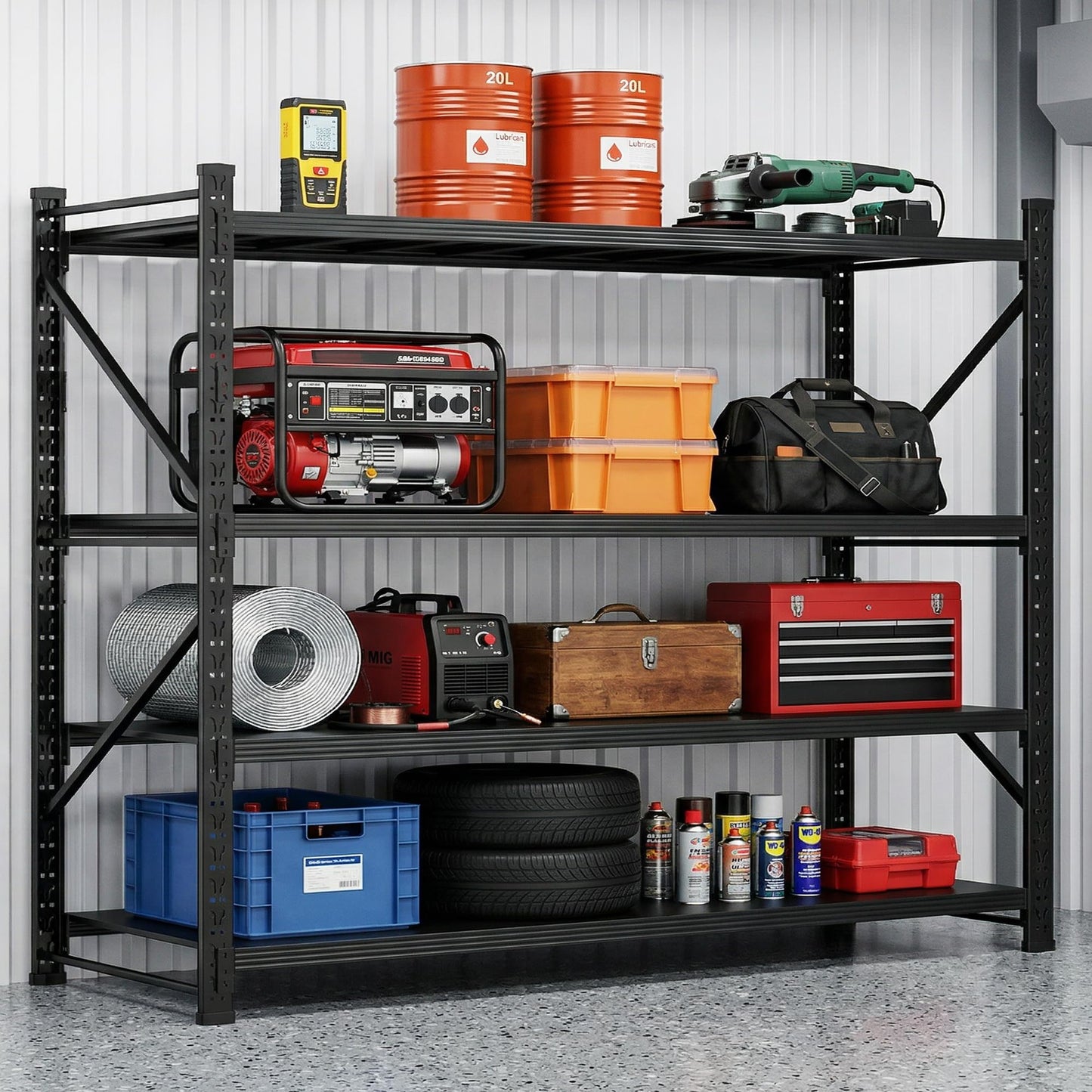 71”W Garage Shelving Units,5000LBS Storage Shelves,Garage Shelving Heavy Duty Metal Adjustable Shelves,Metal Shelving Rack,4Tier Large Tall Industrial Shelving for Shopping,Office (71" W*24" D*70" H)