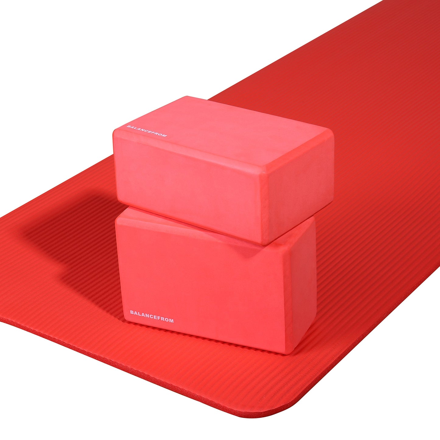 Fitvids Set of 2 High Density Yoga Blocks, 9"x6"x4" Each, Pair (Red)