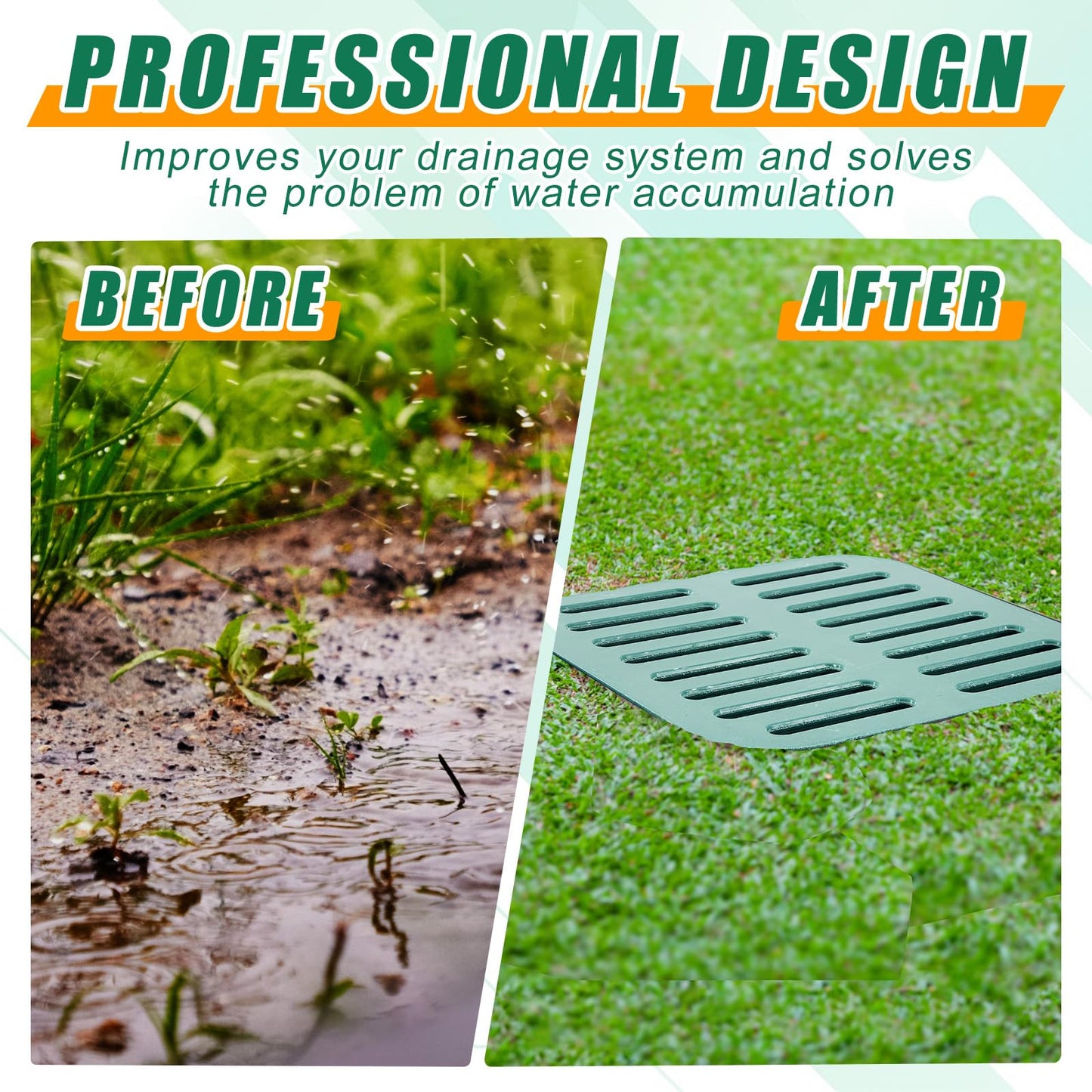 Kritkin Catch Basin with Grate 15 x 15 x 15 Inch Square Large Catch Basin for Drainage with Debris Basket French Drain Without Reserved Hole for Yard, Downspout, Lawn, Municipal Pipeline