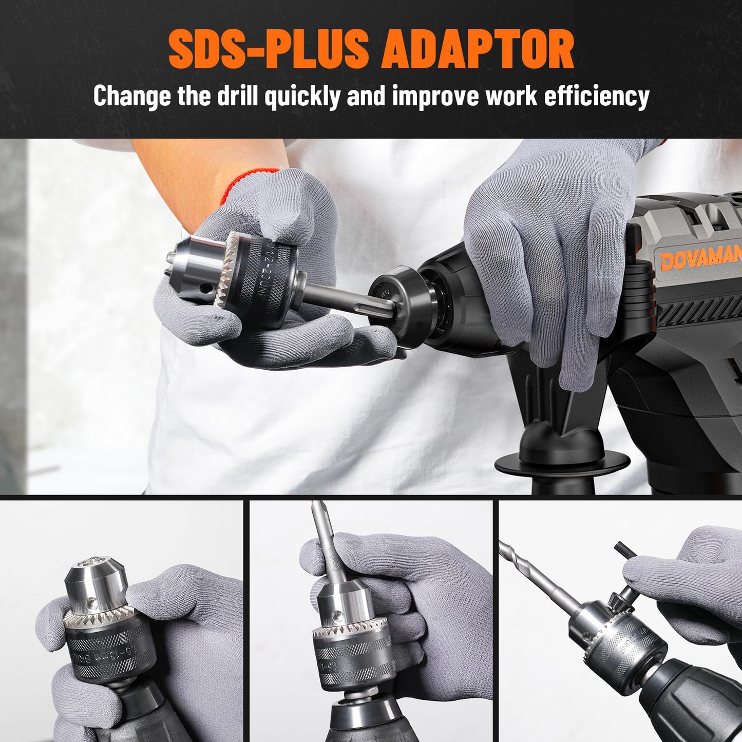 1-9/16'' SDS Rotary Hammer Drill, 12.5Amp Heavy Duty Rotary Hammer with 4 Functions, Safety Clutch, Vibration Control, Corded Hammer Drill for Concrete, Drill Bits and Chisels Included
