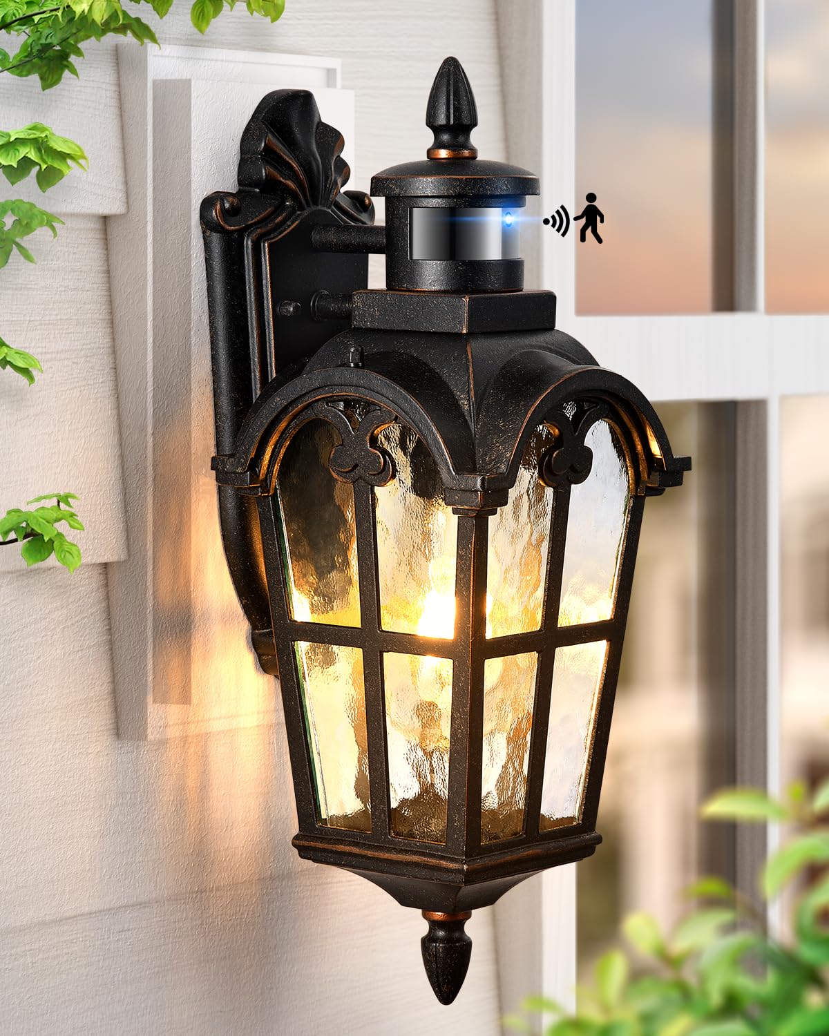VIANIS Outdoor Motion Sensor Light, Aluminum Porch Lantern, 16.4in H, Oil-Rubbed Bronze, Model V81531B2