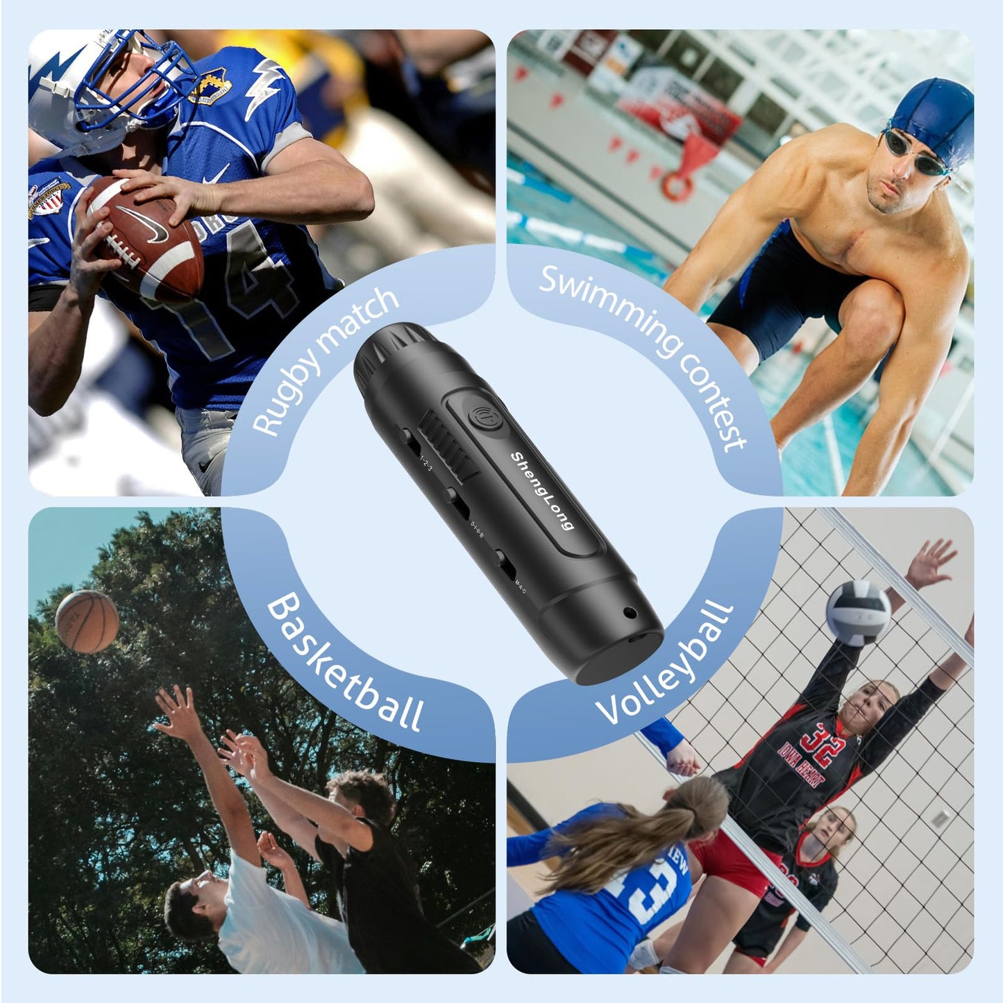 Shenglong Electronic Whistle with 3 Tones & 3 High Volume Settings - Battery Powered Emergency Safety Whistle for Coaches Referees, Teachers Outdoor Sports, Camping, Sporting Goods with Lanyard
