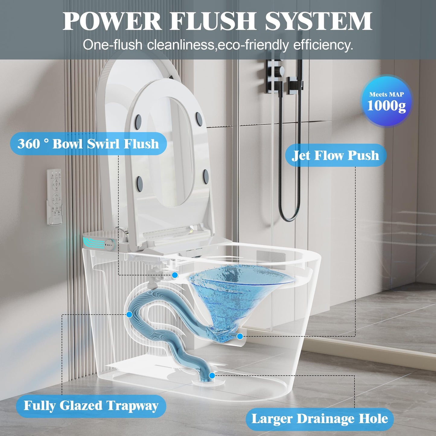 Smart Toilet with Bidet Built In, Elongated Heated Seat, Auto Flush, Manual Soft-Close Seat&Lid, Warm Water Wash&Air Dry, Electric One Piece Toilet for Bathroom with Siphon Dual Flush 0.8/1.2 GPF