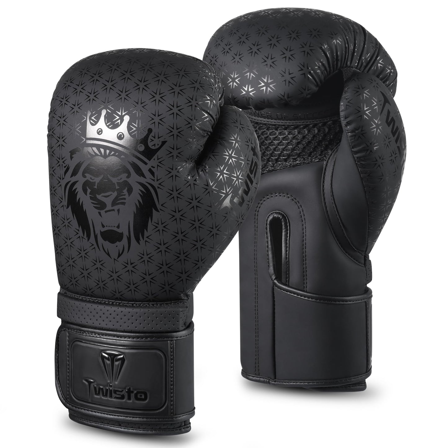 Twisto Boxing Gloves Black Rox - Pro Training & Sparring, Maya Hide Leather, Muay Thai, MMA, Kickboxing, Men, Women, Adults, Heavy Punching Bag, Focus Mitts, Pads,10oz 12oz 14oz 16oz (Black, 16 oz)