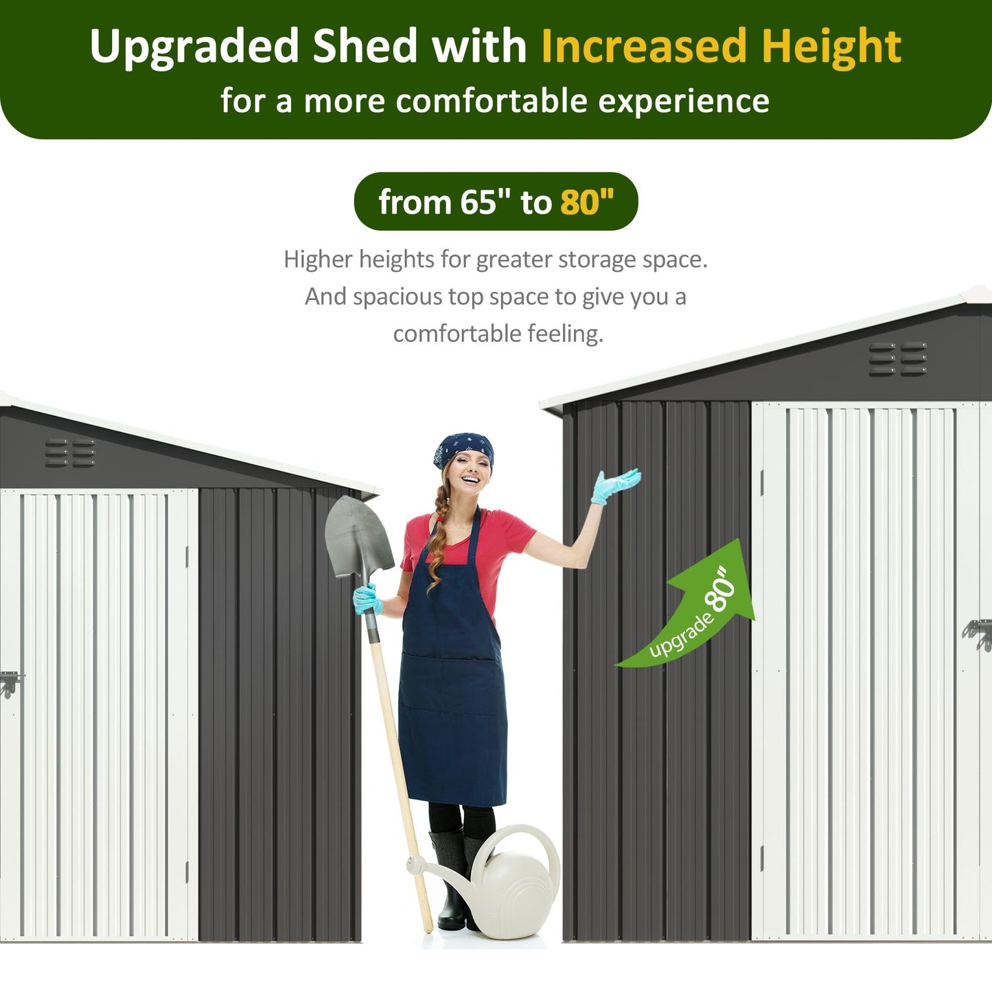 DAUSOLA 8.2x12 FT Outdoor Storage Shed, Metal Garden Tool Shed with Updated Frame Structure and Lockable Doors, Ideal for Backyard Garden Patio Lawn, Grey