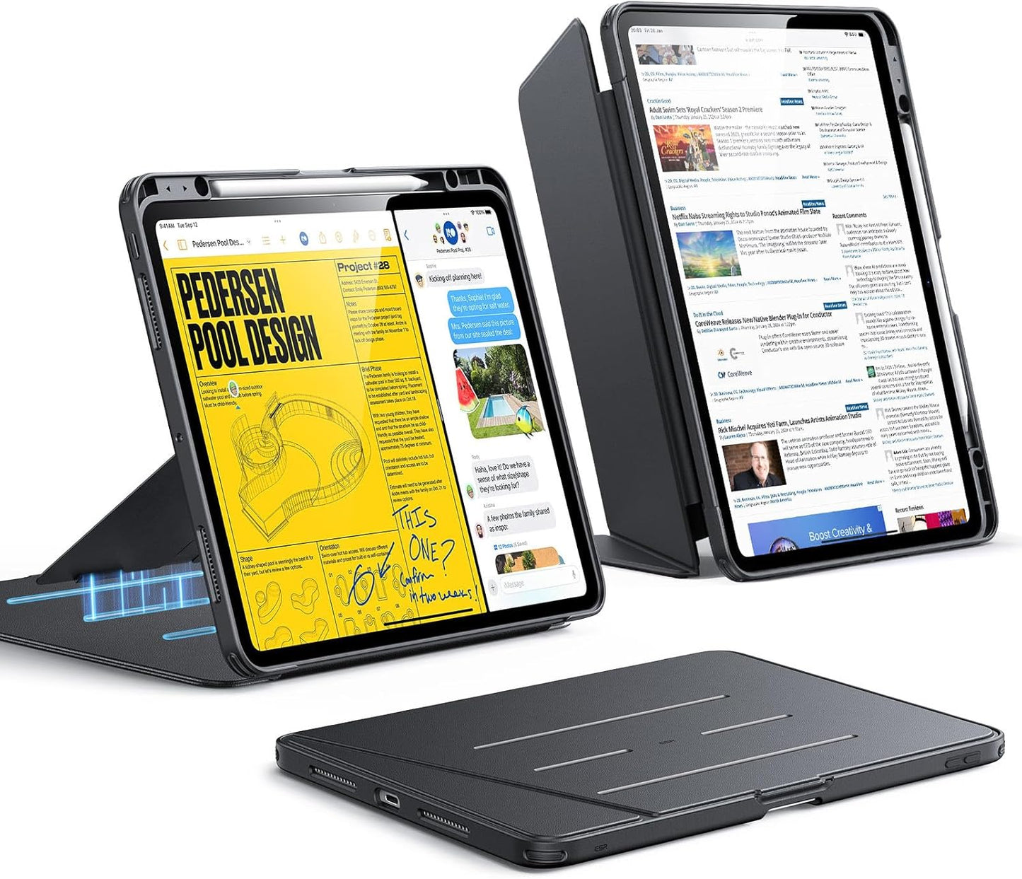 ESR 13 Inch (M5/M4) 2025/2024, for iPad Pro Case Vertical Stand Cover, Multi Stand Angles, Ultra-Stable Case