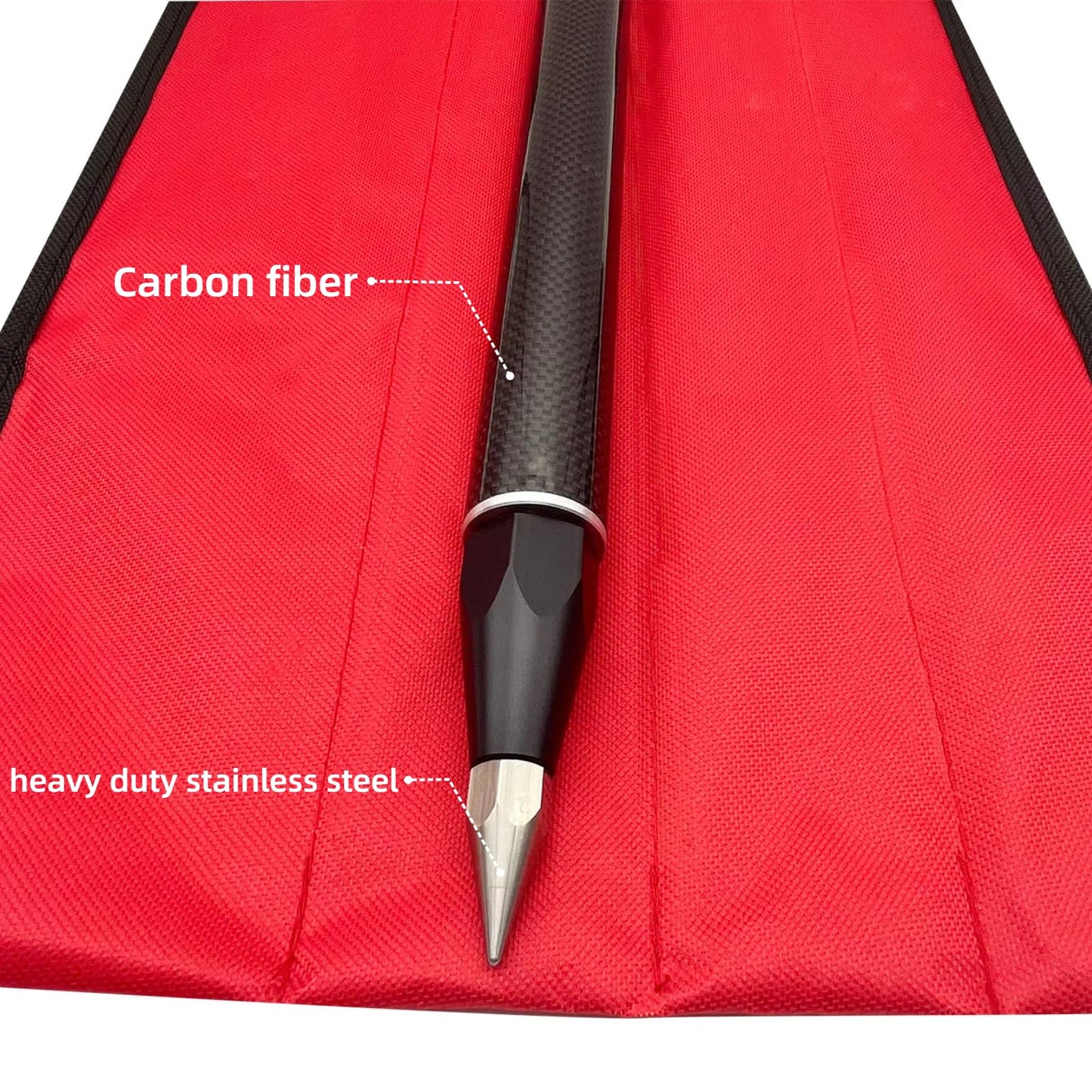 Carbon Fiber Survey Pole 1.8M, 4-Section Prism Pole for GPS GNSS RTK Total Station, with Bubble Level and Soft Carry Bag, 5/8-11 Threaded Surveying Rod