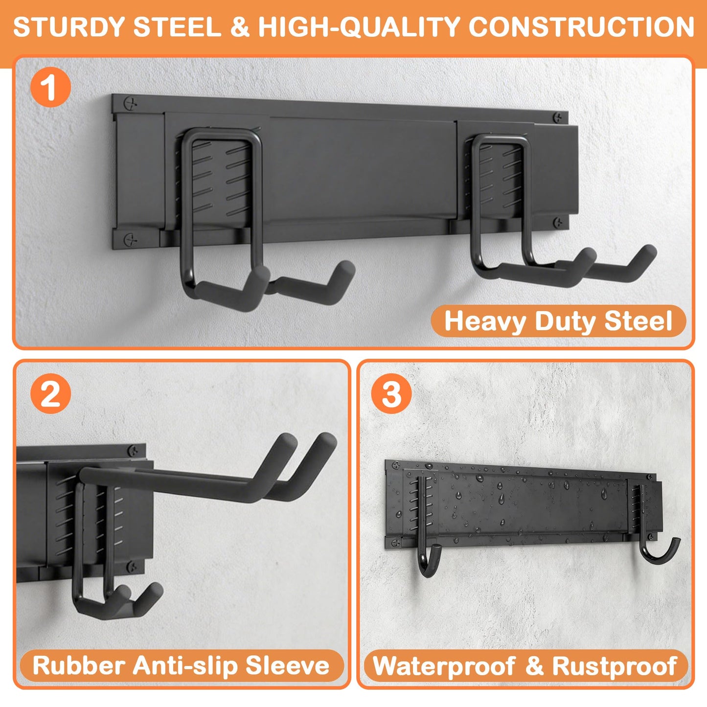 Ultrawall Garden Tool Organizer, 48 Inch Garage Tool Organizer Wall Mount, Heavy Duty Steel Wall Holders for Tools, 400lb Weight Capacity