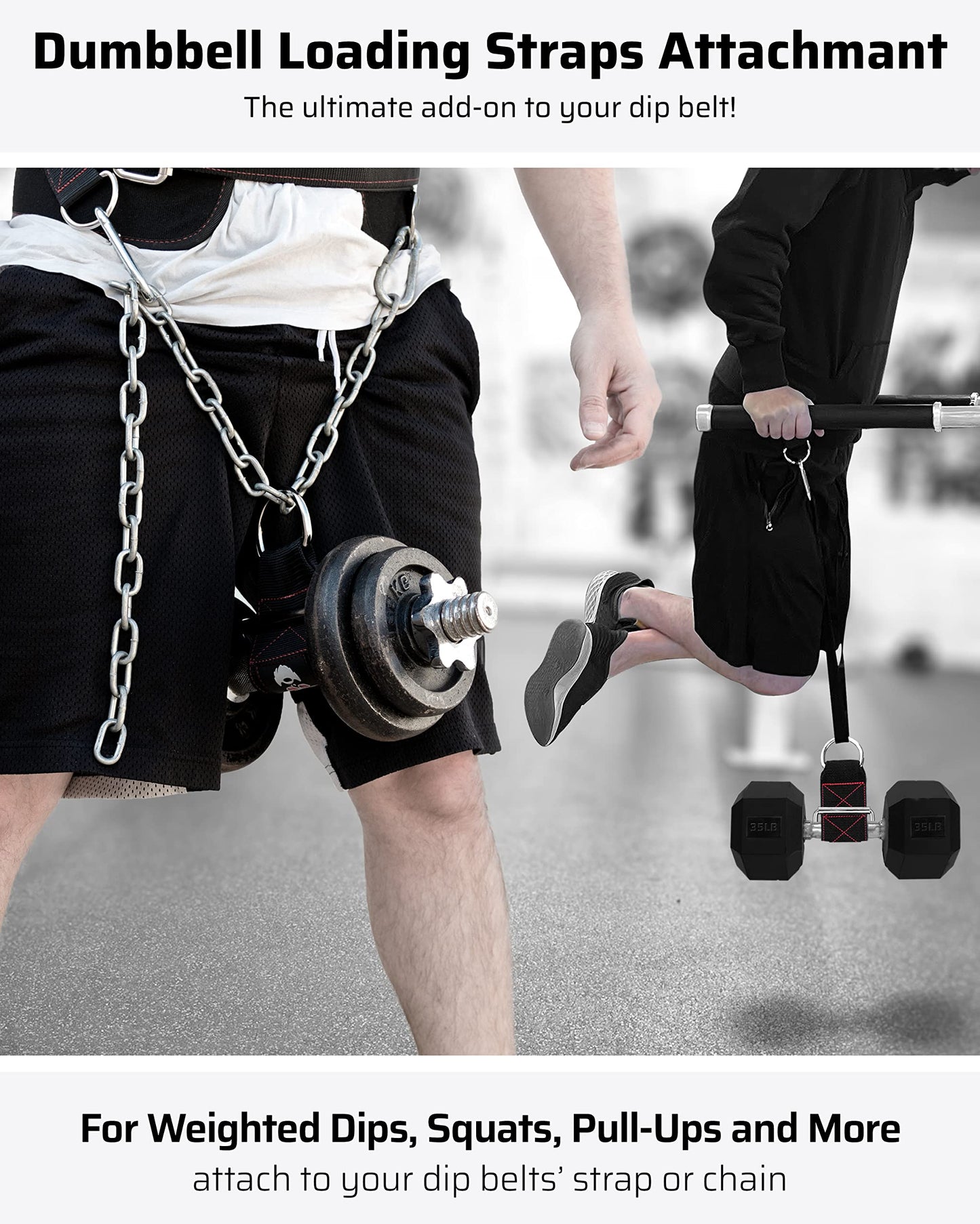 THEFITGUY Belt for Pulling Plus The Ultimate Dip Belt & Dumbbell Loading Straps Bundle