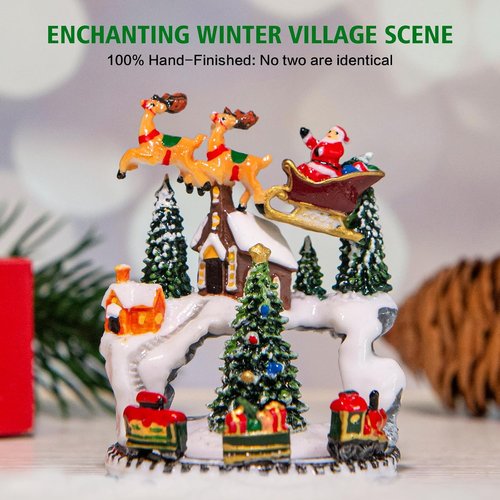 Christmas Snow Globes Lantern - Musical Winter Village Scene with Swirling Glitter | USB/Battery Powered, 6-Hour Timer