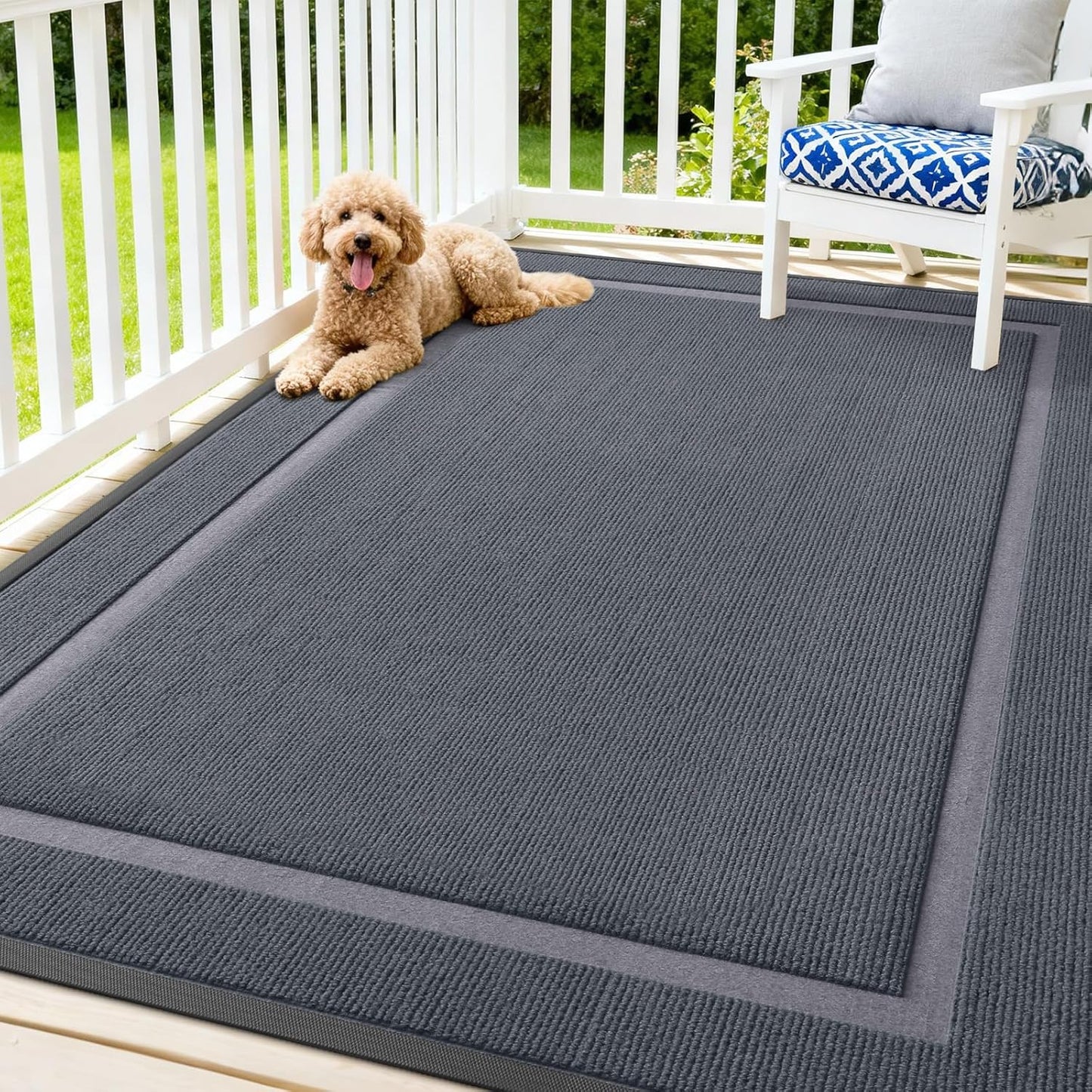 OLANLY Waterproof Front Door Mat - All-Season Indoor/Outdoor Doormat, Sturdy Natural Rubber, 71x47, Light Grey
