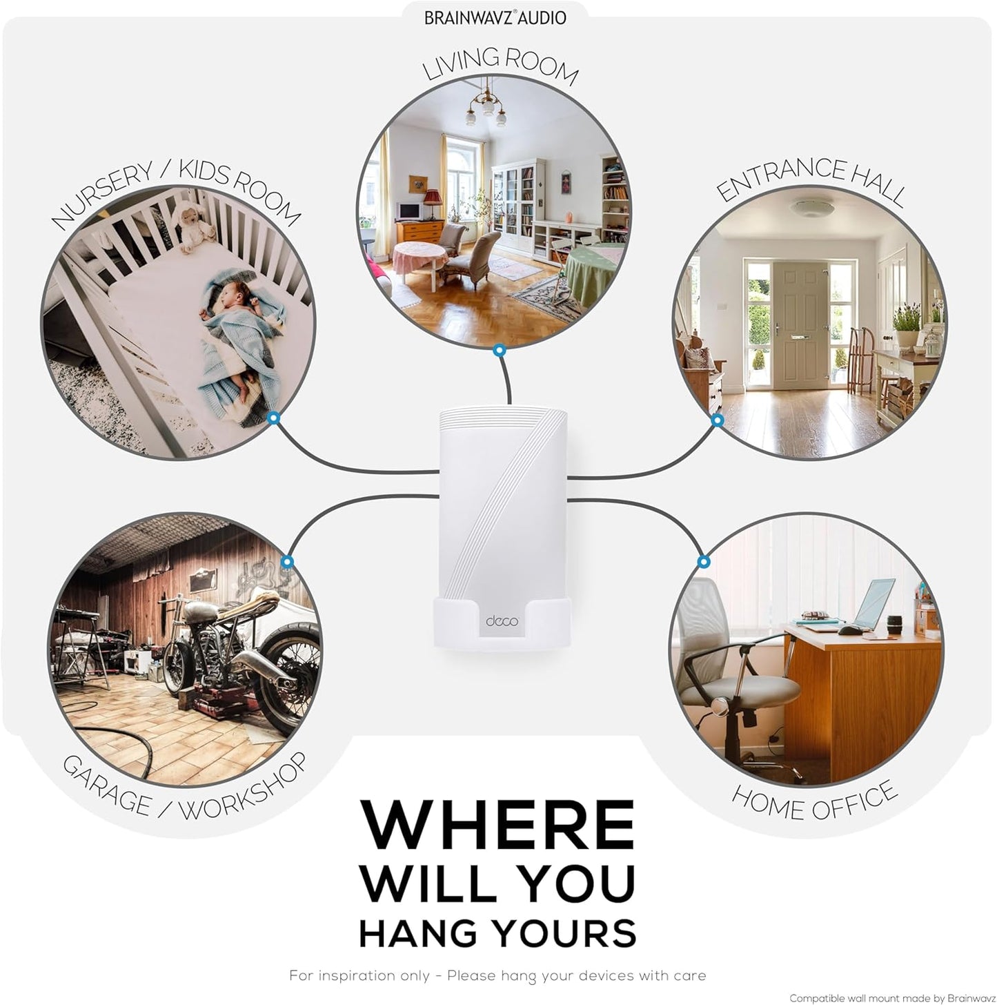 BE63 (BE1000) Adhesive Wall Mount for TP Link WiFi Mesh Router, Easy to Install Holder, Stick On & Screw in Mounting