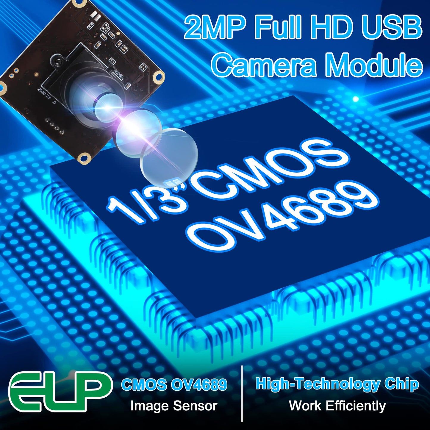 ELP High Speed USB Camera 1080P Embedded Webcam Board with 100degree No Distortion Lens for Computer High fps 60fps 120fps 260fps Wide Angle UVC USB2.0 Camera Module for Laptop 3D Printer Raspberry Pi